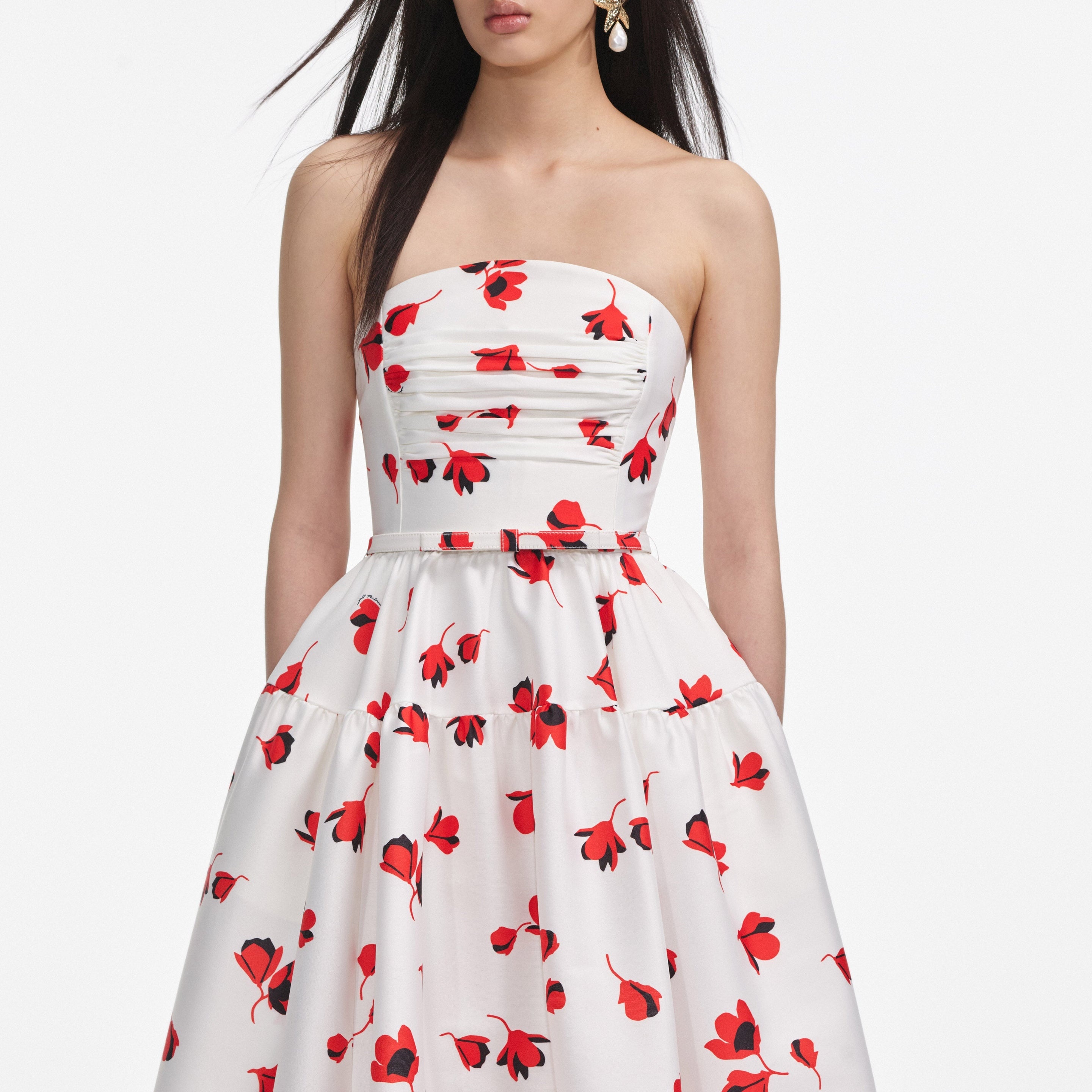 Floral Print Taffeta Midi Dress - 4