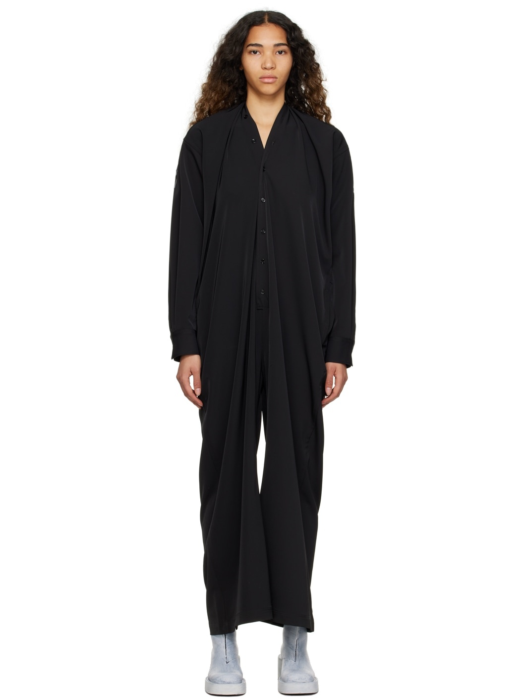 Black Button Jumpsuit - 1
