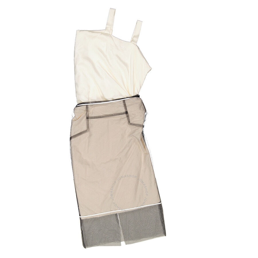 Maison Margiela Ladies Ecru Layered Calico Midi Dress - 7