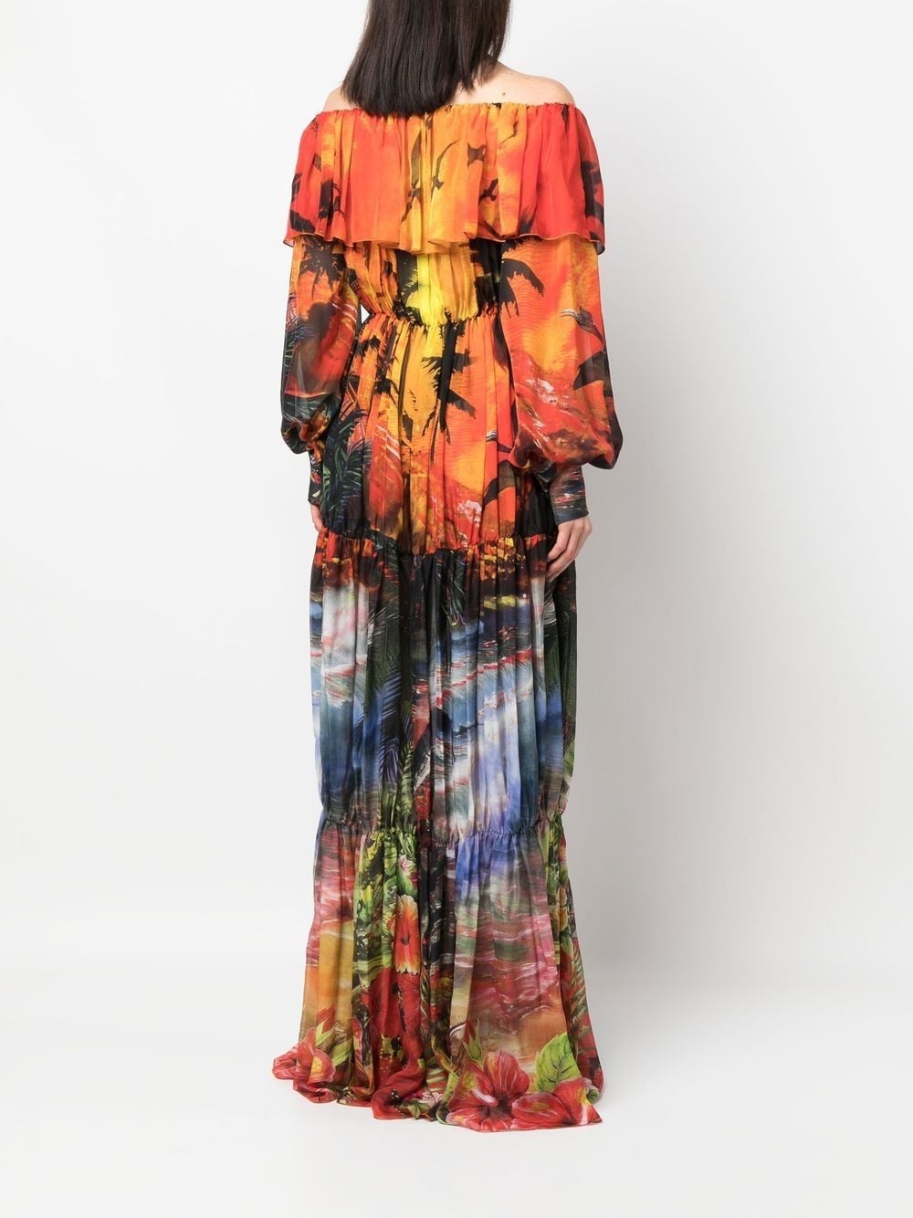 printed pleated maxi dress - 4