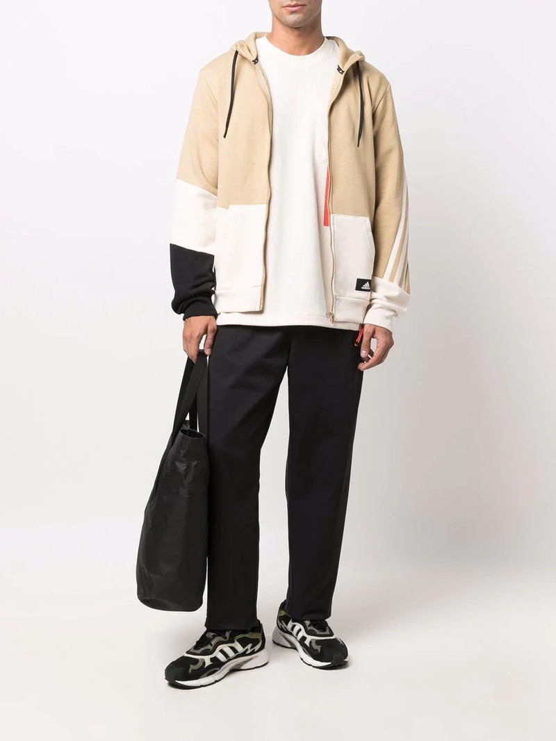 adidas three-stripe panelled zip hoodie outlook