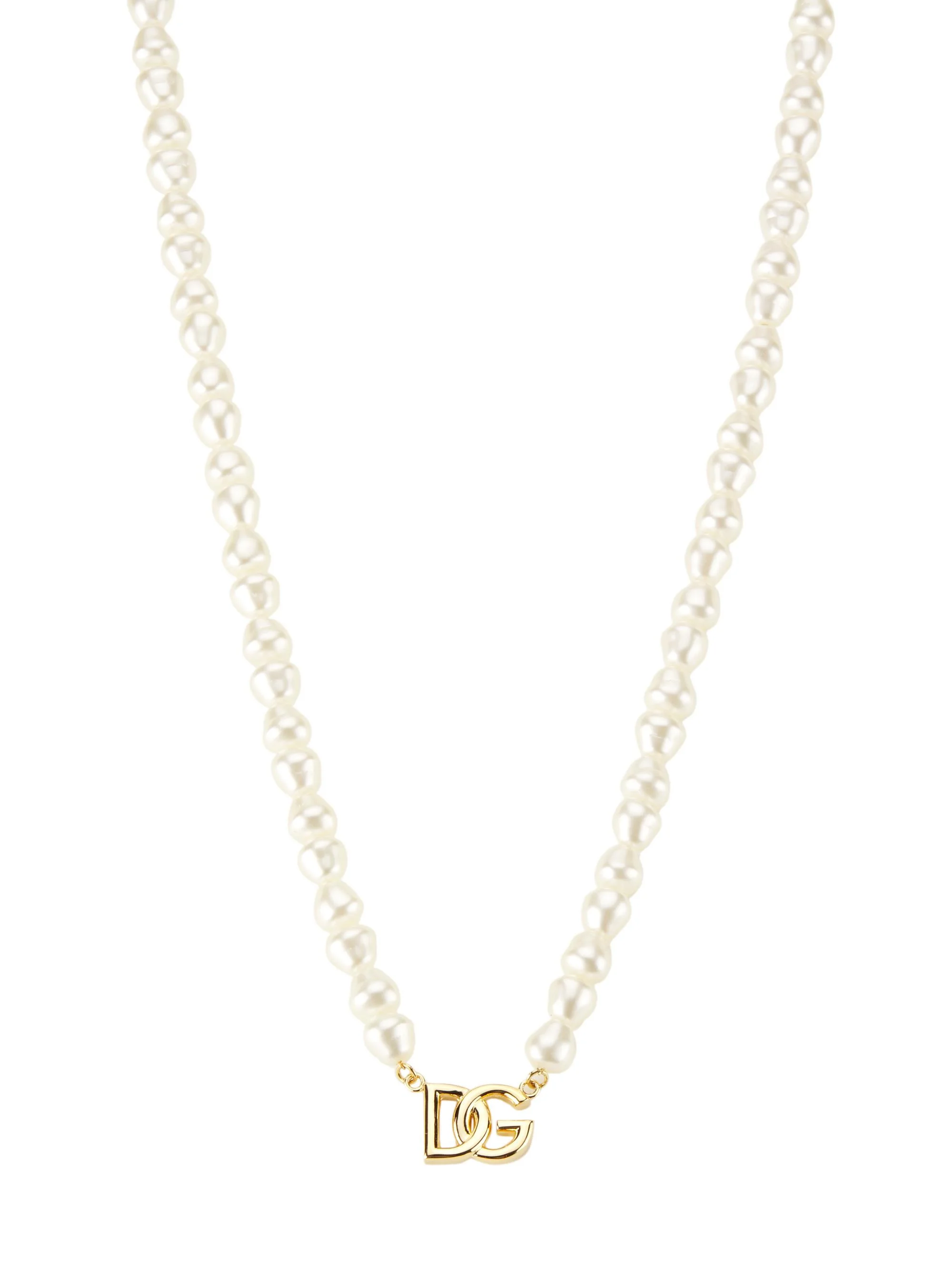 Women's Goldtone & Imitation Pearl Monogram Pendant Necklace - Yellow Gold - 1