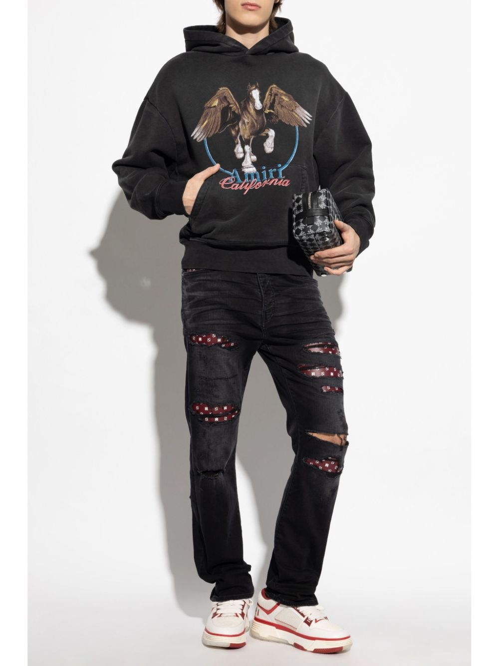 distressed bandana-detail jeans - 2