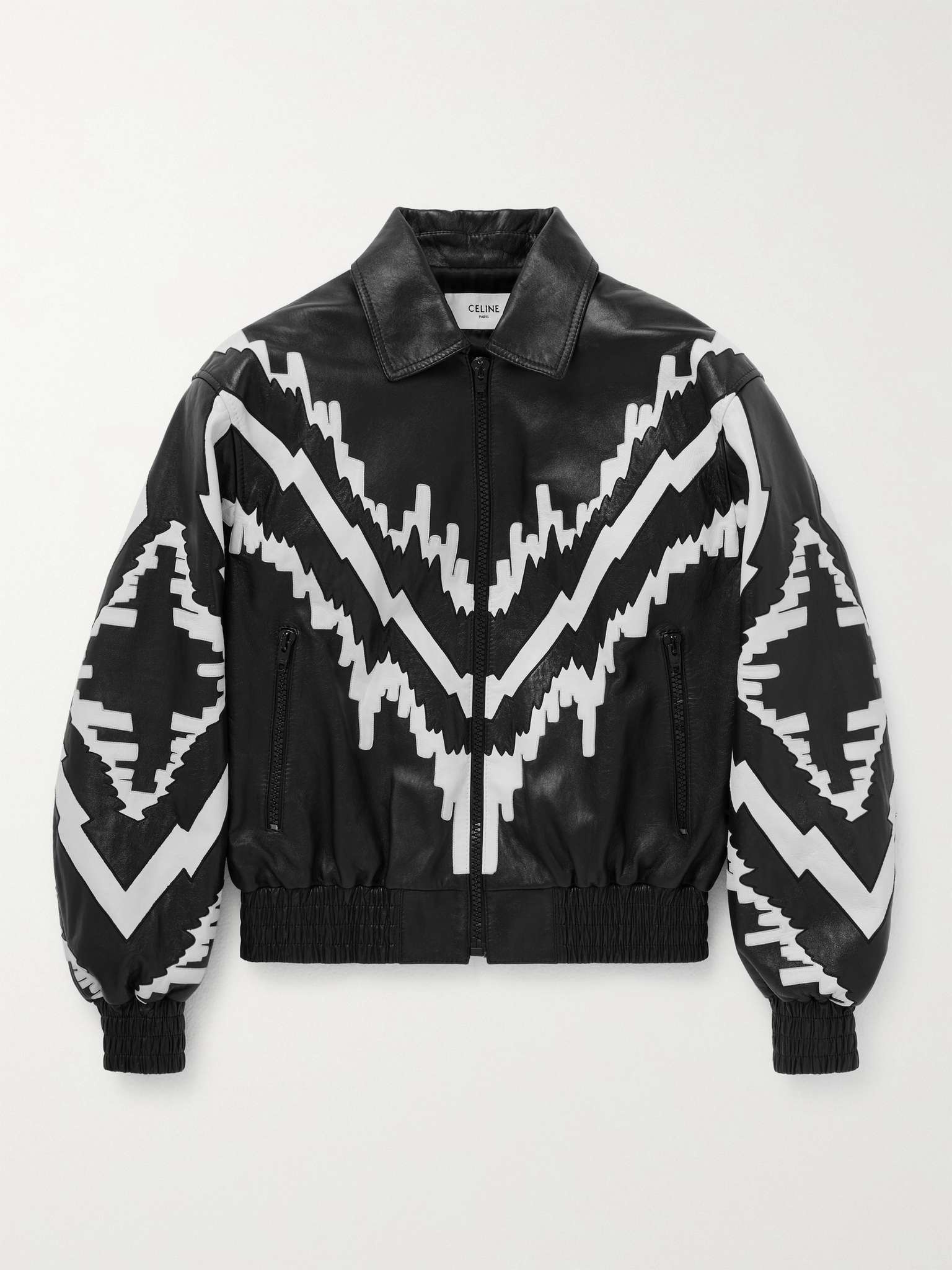 Appliquéd Leather Blouson Jacket - 1
