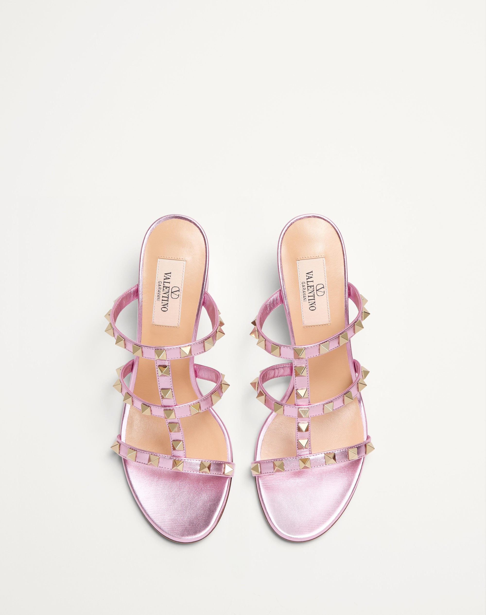 ROCKSTUD SLIDE SANDAL IN LAMINATED NAPPA 60MM - 4