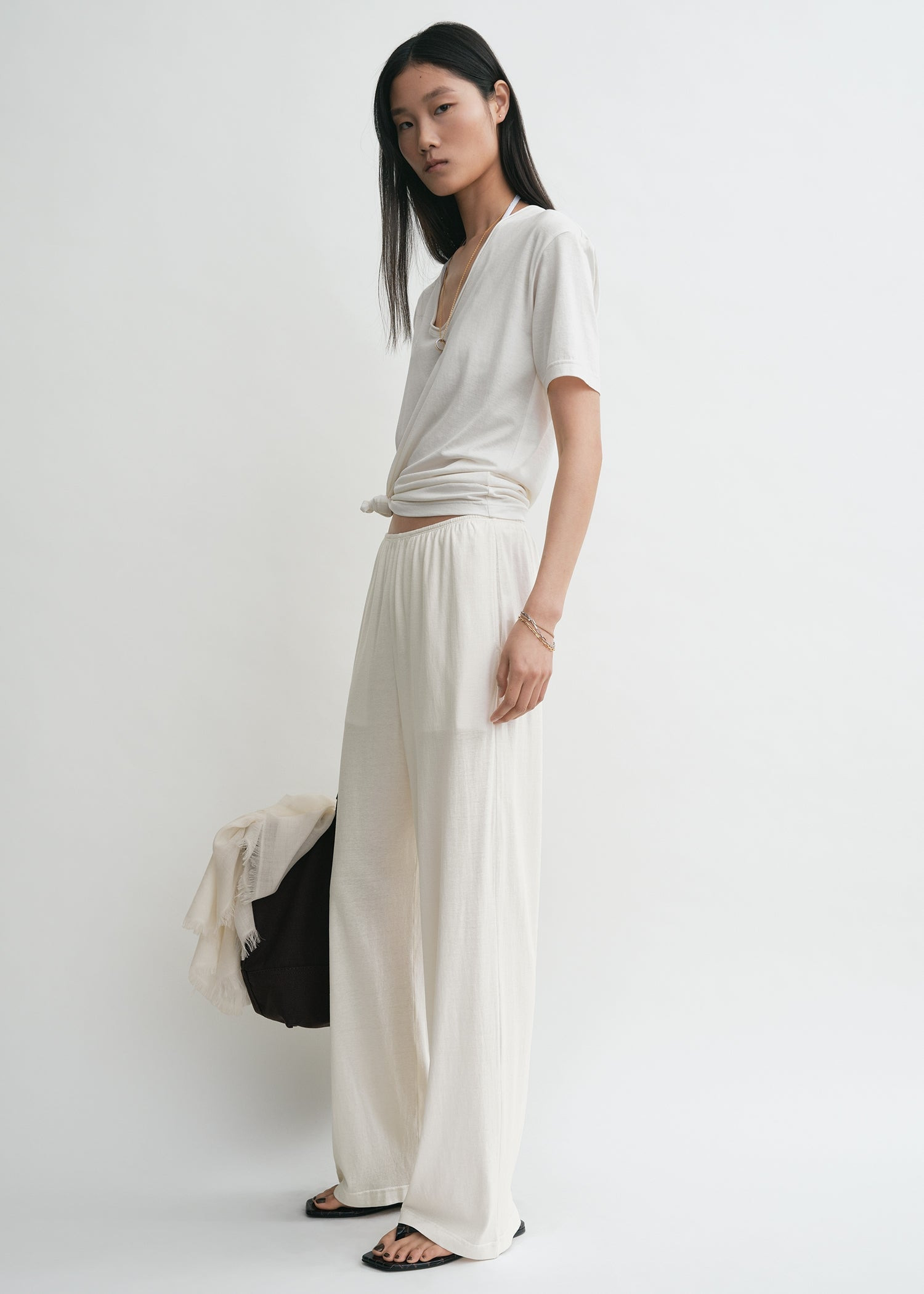 Cotton silk pj bottoms off-white - 3