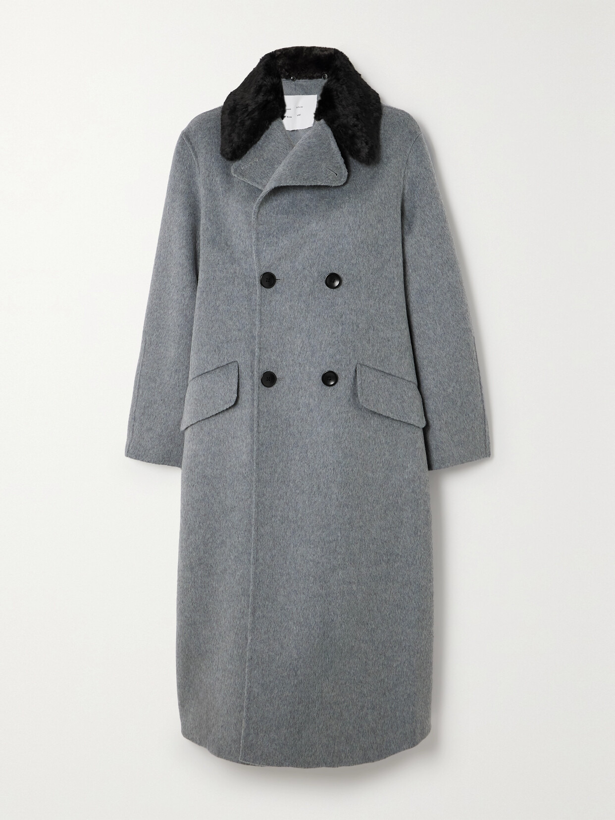 Emma Double-breasted Faux Fur-trimmed Wool-blend Coat - 1