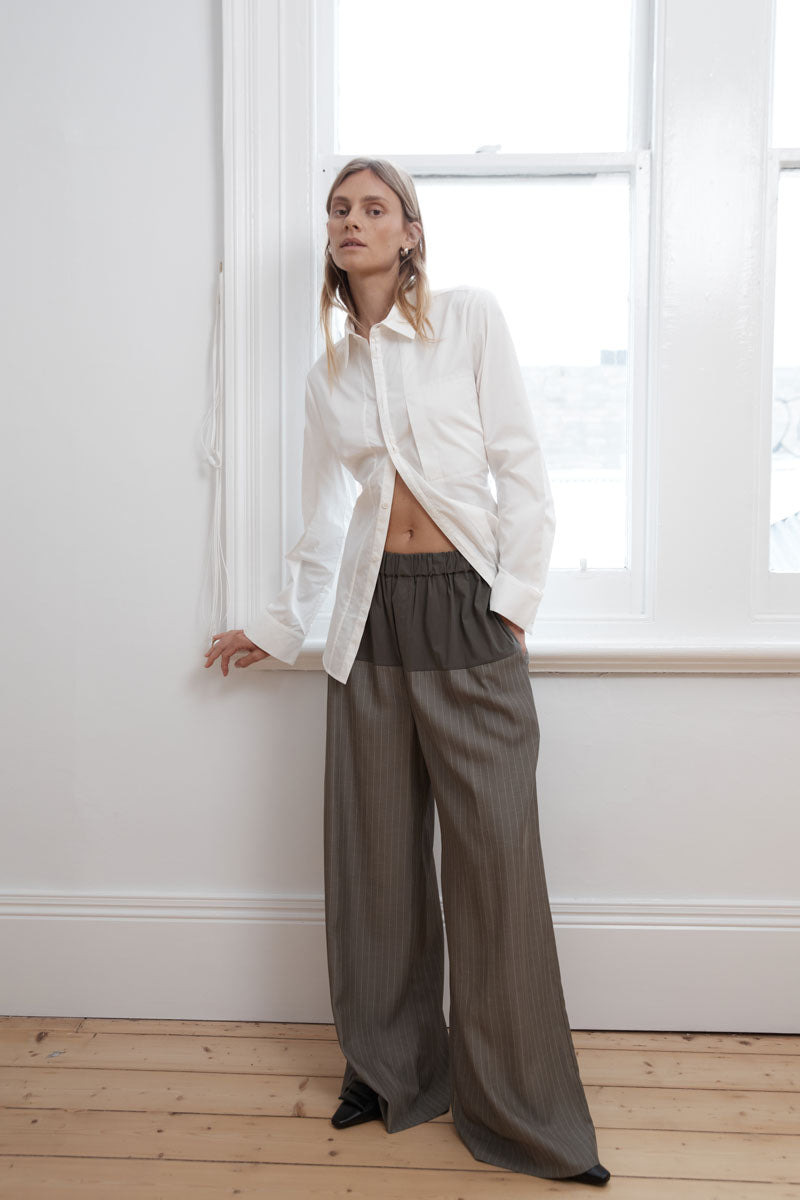 Relaxed Splice Pants - Khaki Pinstripe - 8