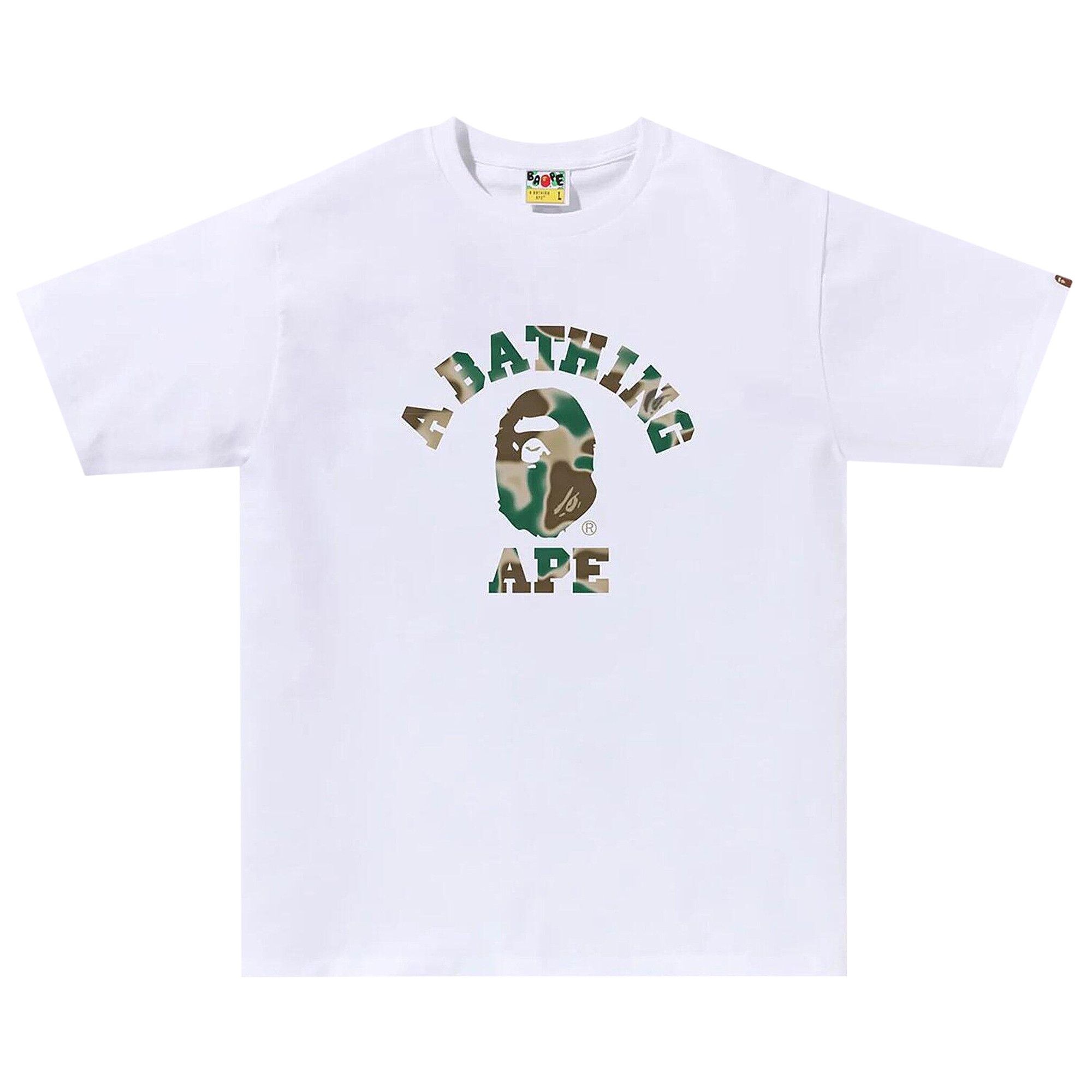 BAPE Liquid Camo College Tee 'White/Olive Drab' - 1