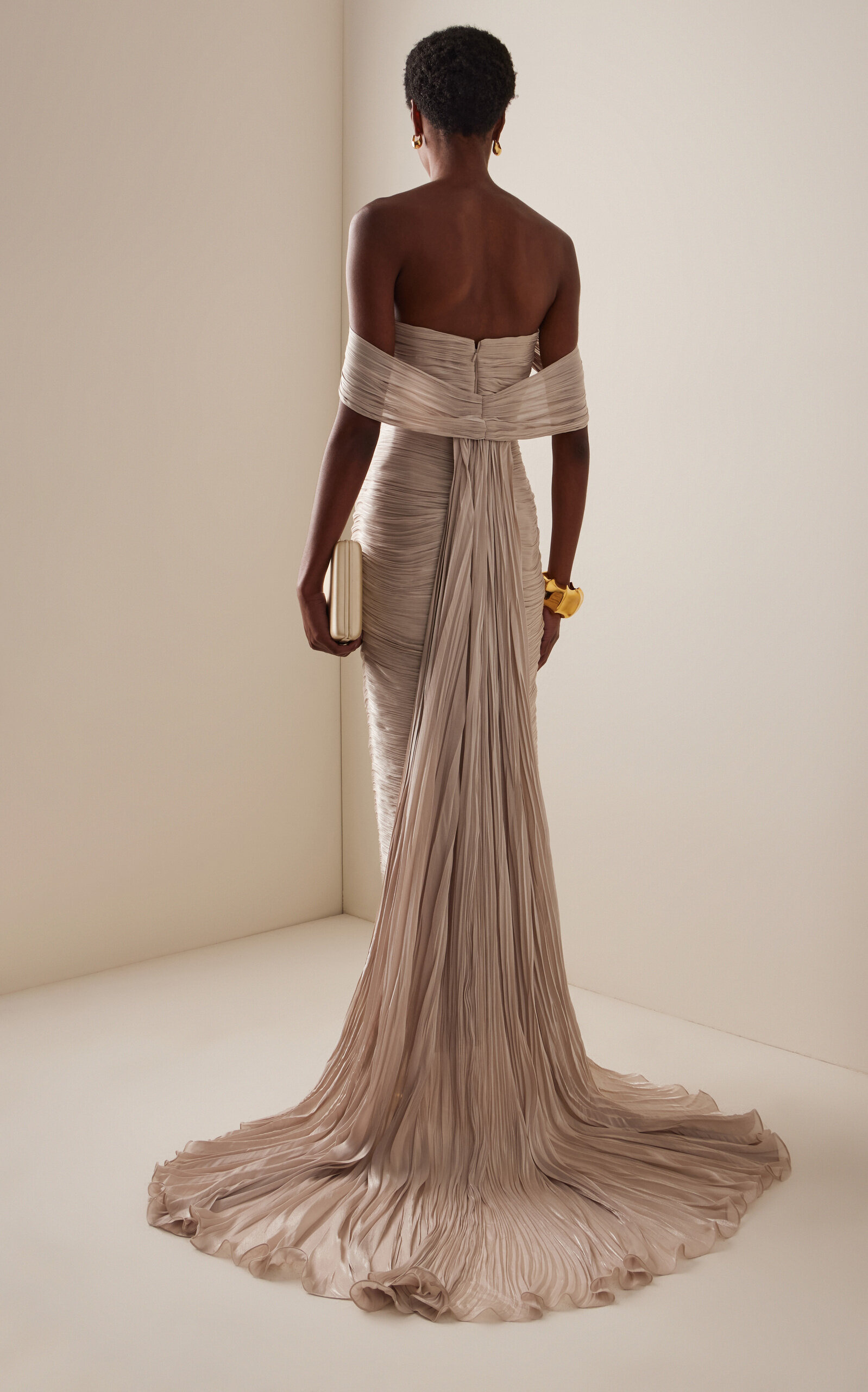 Hand-Pleated Silk Gown nude - 4