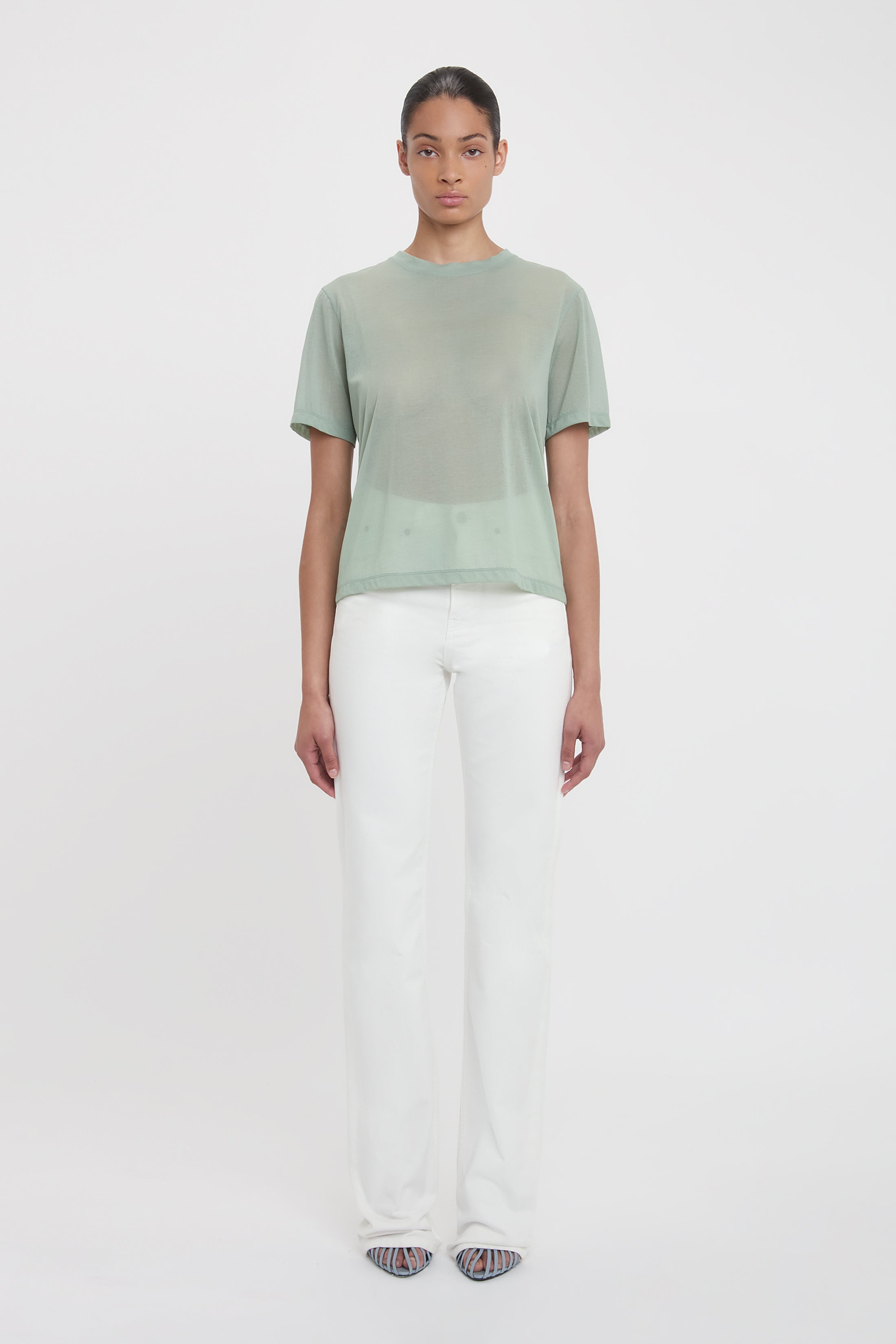 Classic Cotton Crepe T-Shirt In Wasabi - 3