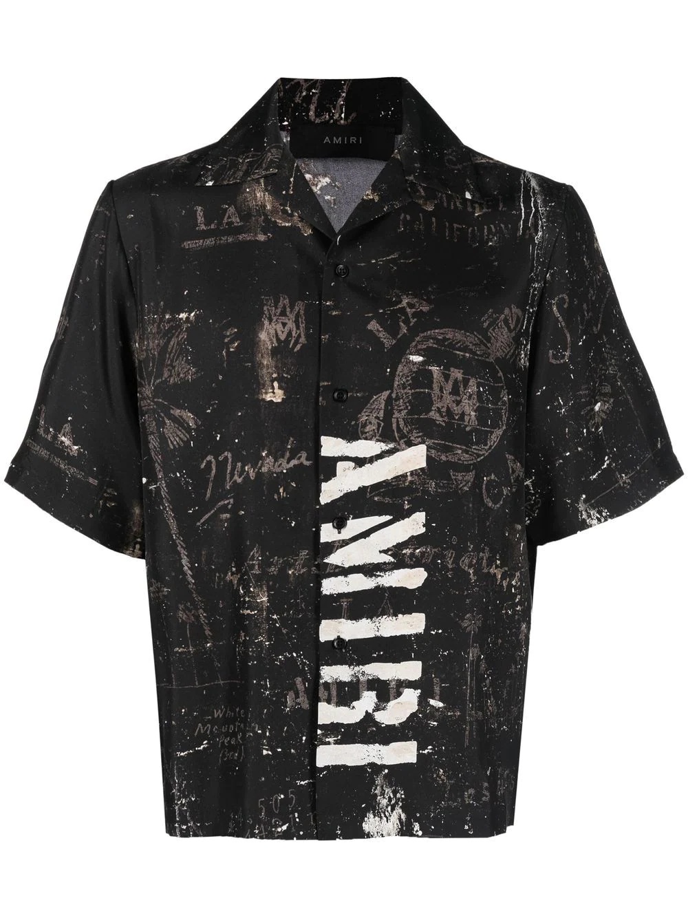 logo-print short-sleeve silk shirt - 1