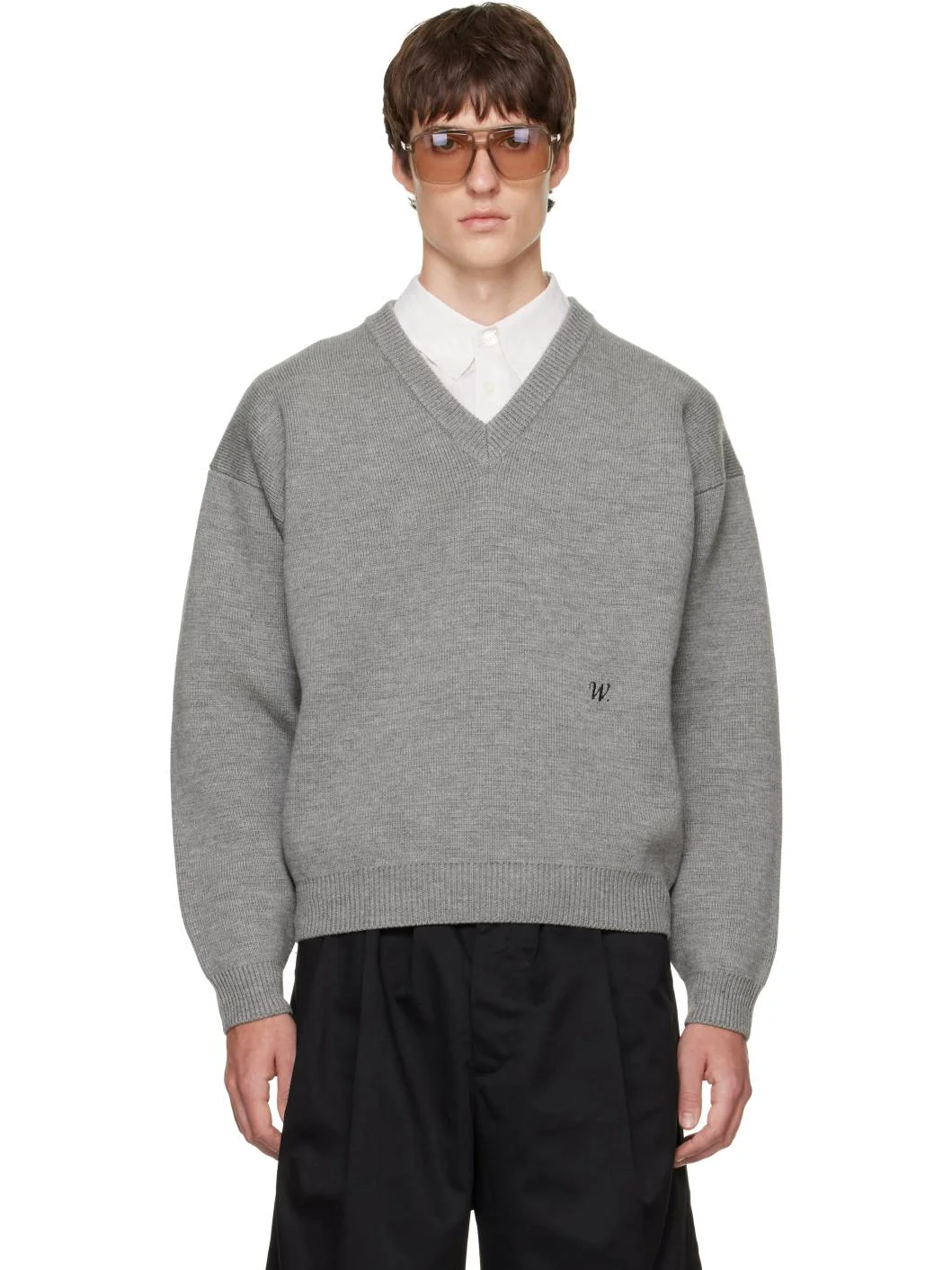Gray 'Chavarria' V-Neck Sweater - 1