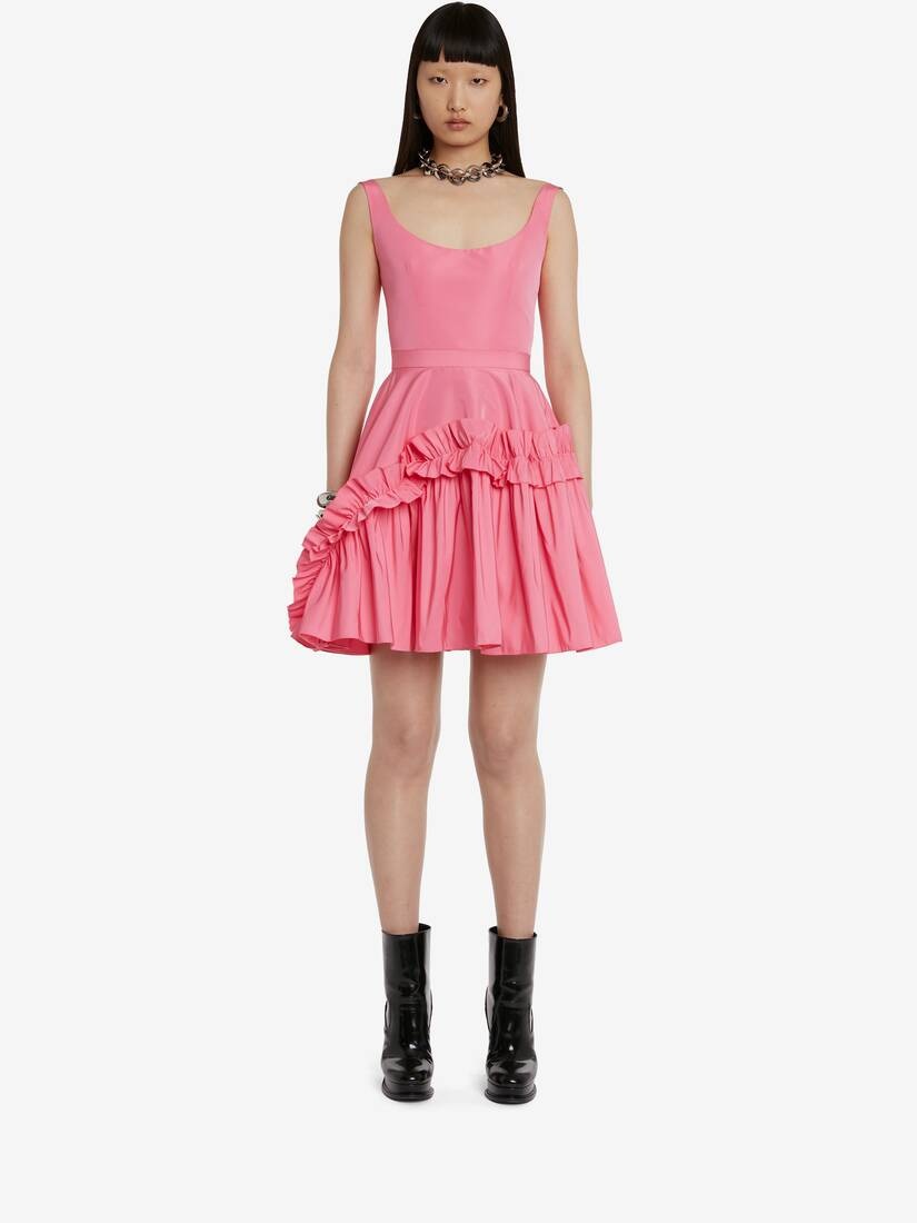 Women's Scoop Neck Mini Dress in Sugar Pink - 2