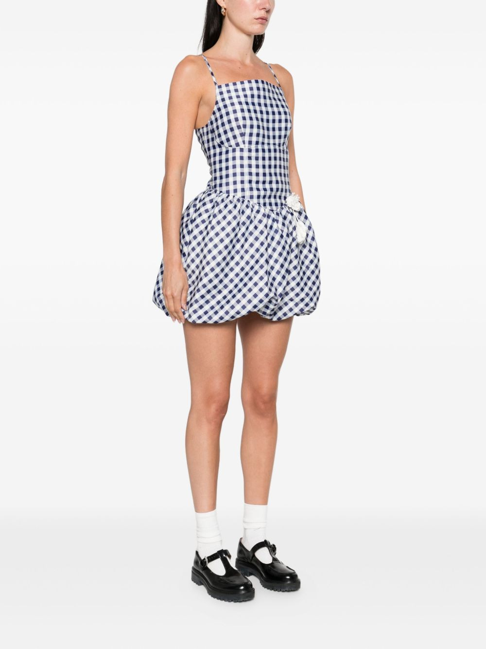 gingham-pattern sleeveless mini dress - 3