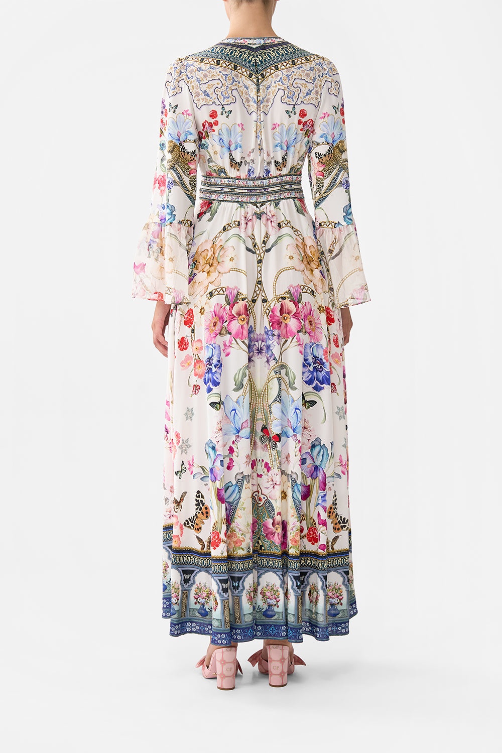 SHAPED WAISTBAND DRESS WITH RUFFLE SLEEVE - 3