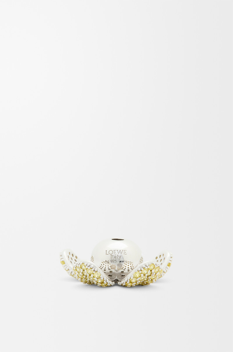 Flower Hat pendant in sterling silver and crystals 1