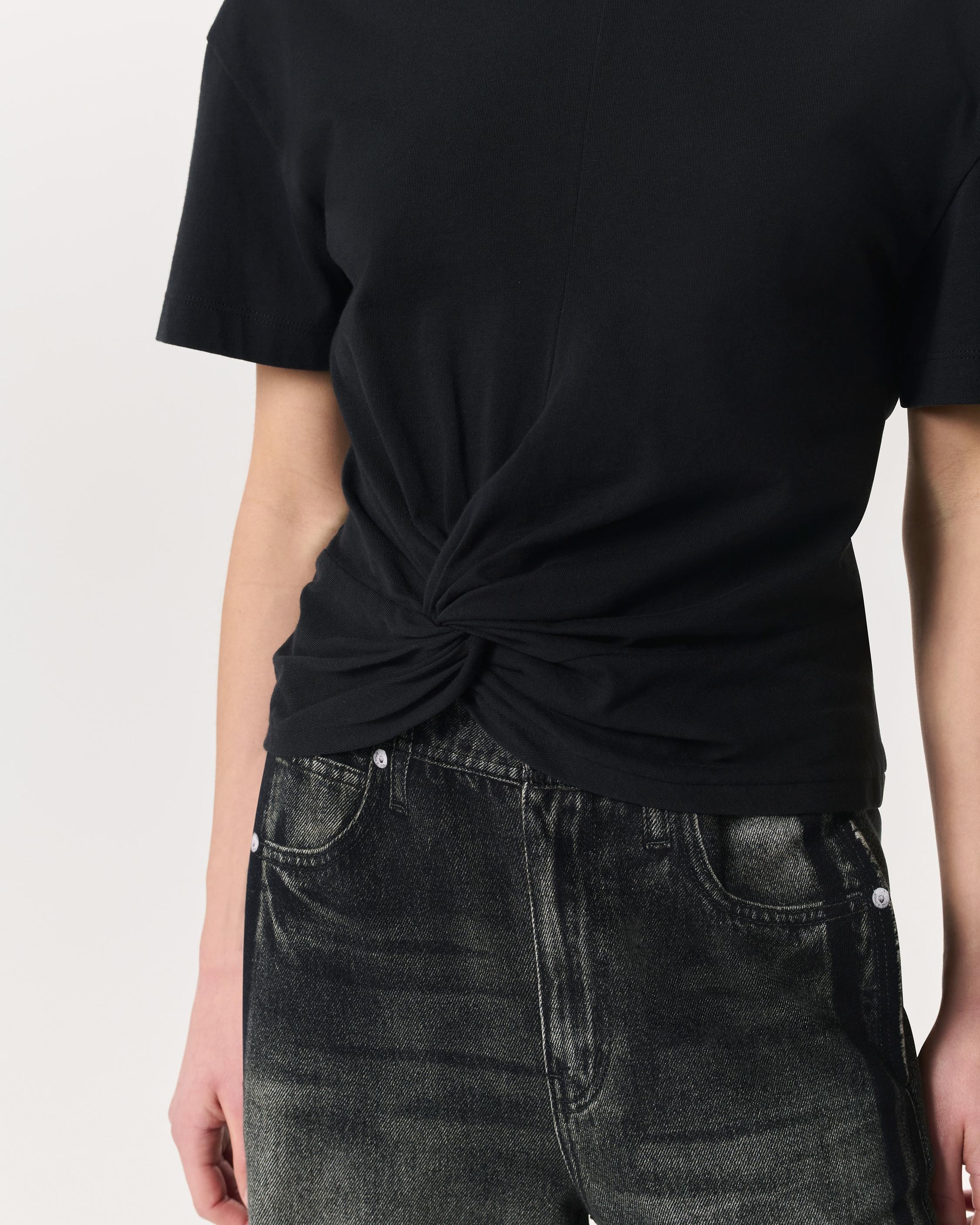 Mica Twist-Detail Draped Cotton T-Shirt - 3