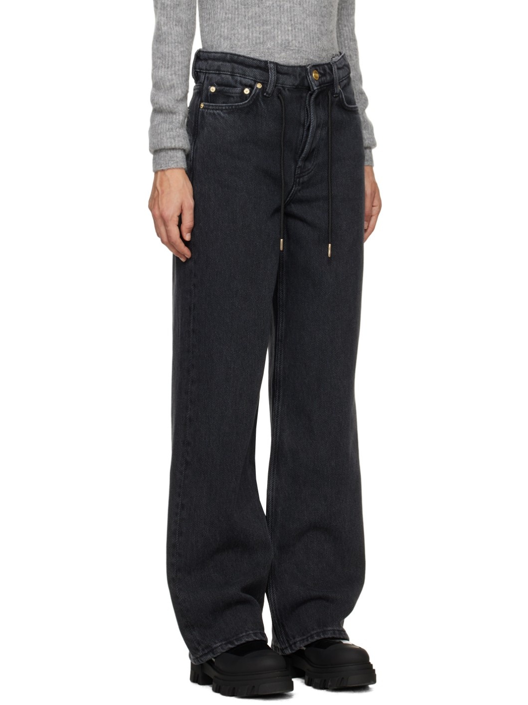Black Drawstring Jeans - 2