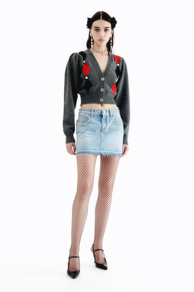 Alessandra Rich DIAMOND KNITTED CARDIGAN WITH EMBROIDERY outlook