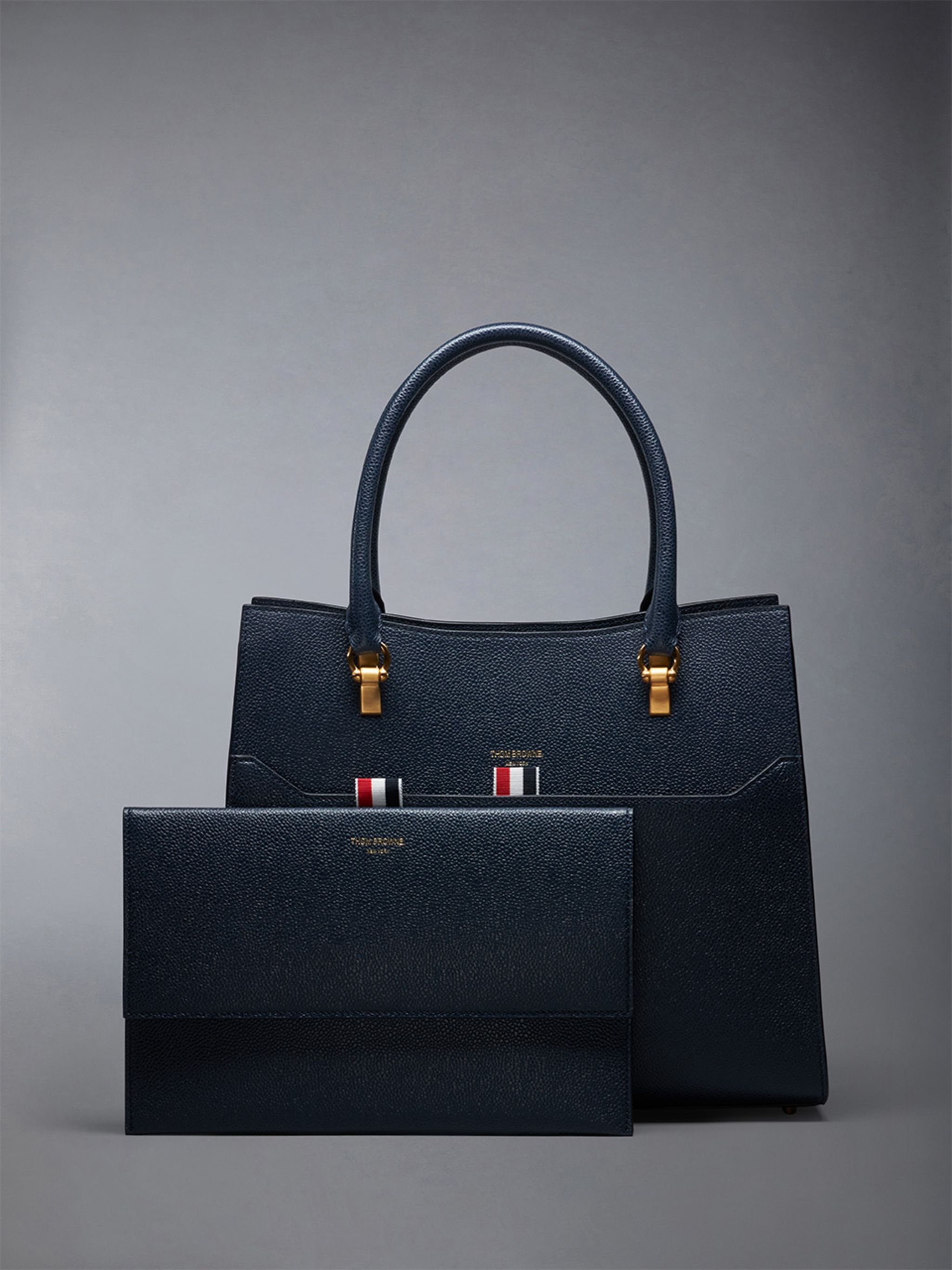 Medium Duet Tote in Pebble Grain Leather - 2