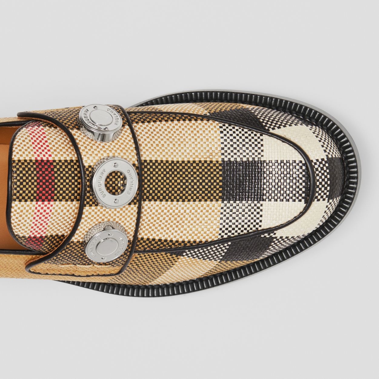Logo Detail Check Nylon Loafers - 2