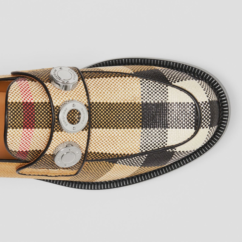 Burberry Logo Detail Check Nylon Loafers outlook