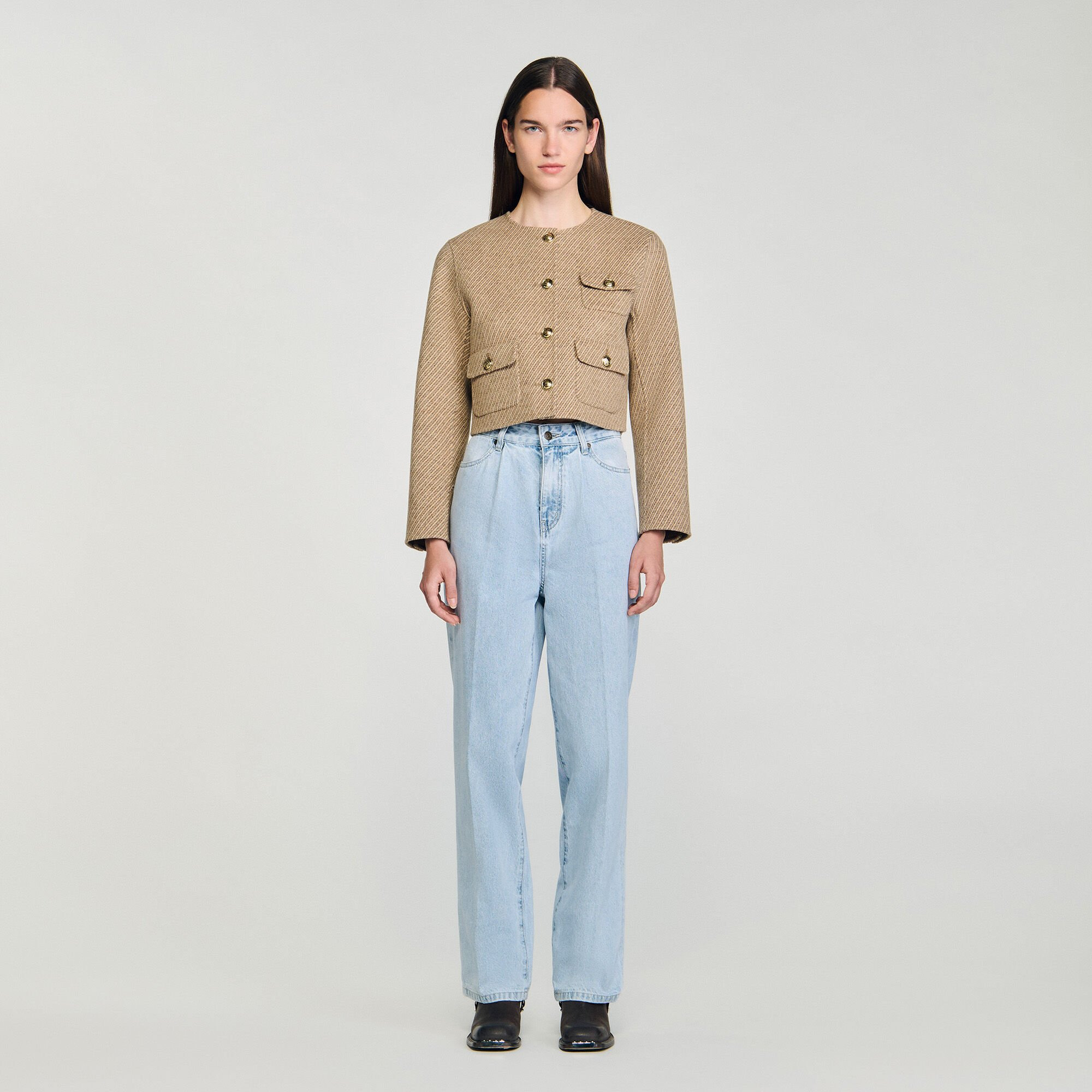 CROPPED BUTTON-DOWN JACKET - 2