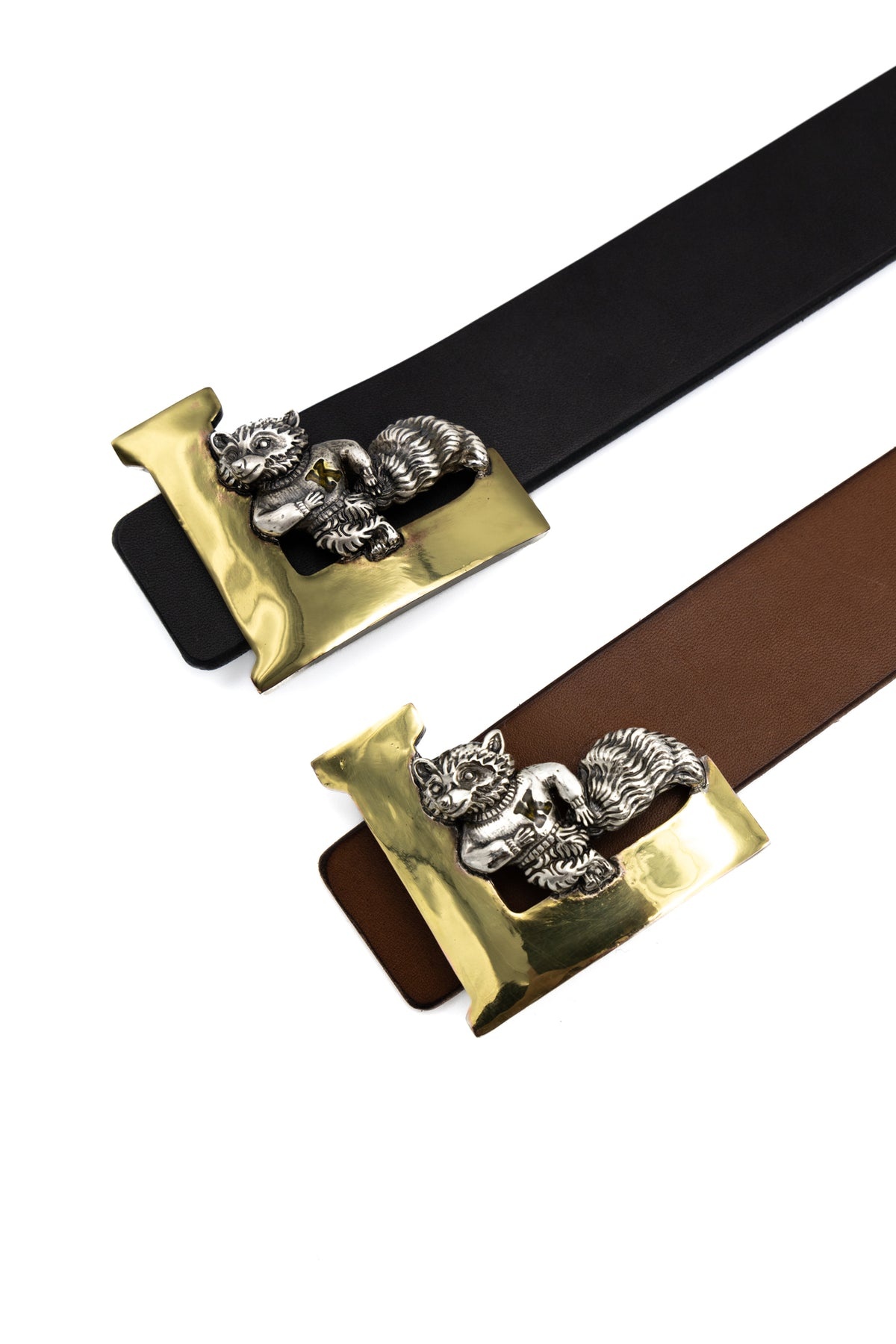 Leather LAUNDRY RACOON Buckle Belt - 2