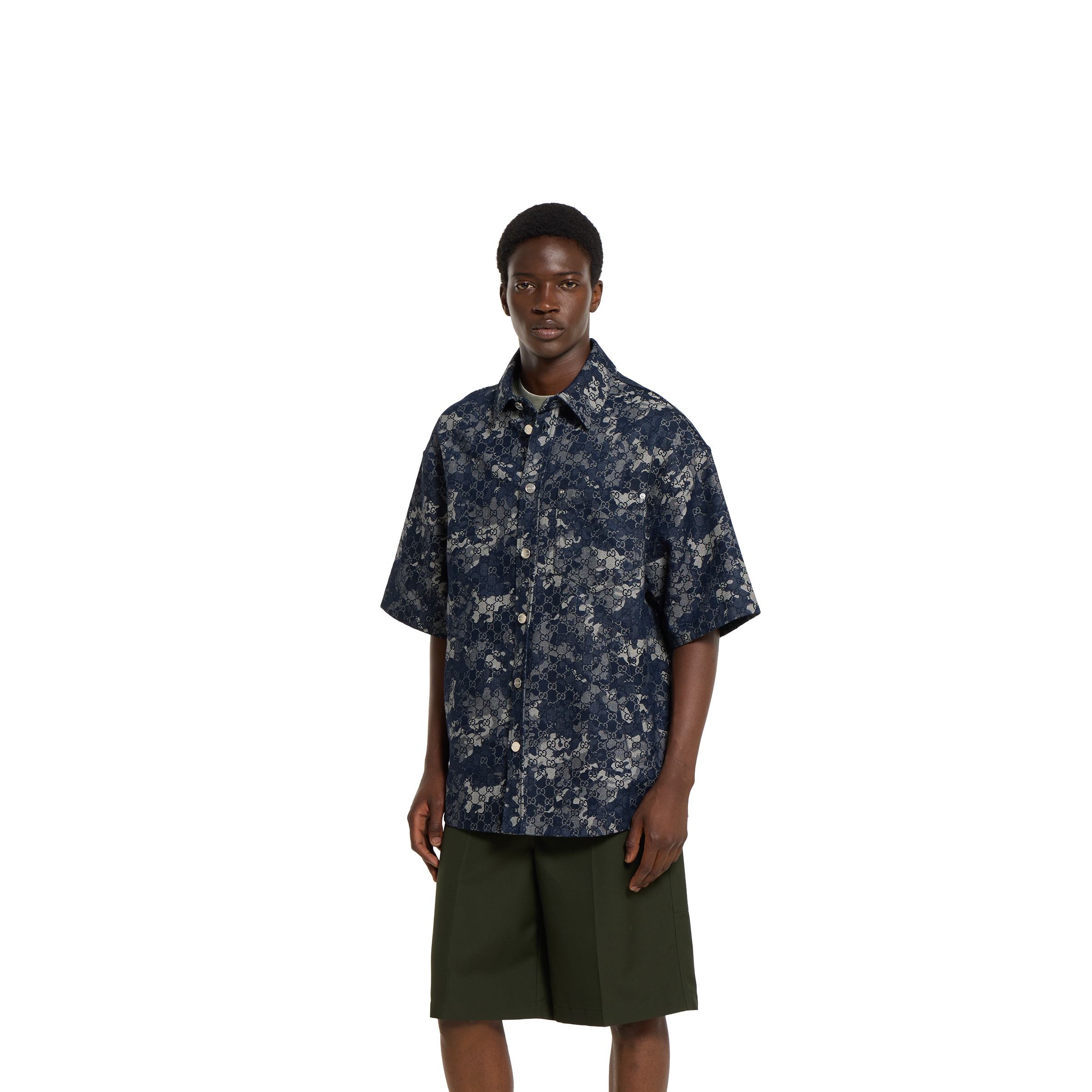 GG jacquard denim shirt - 3