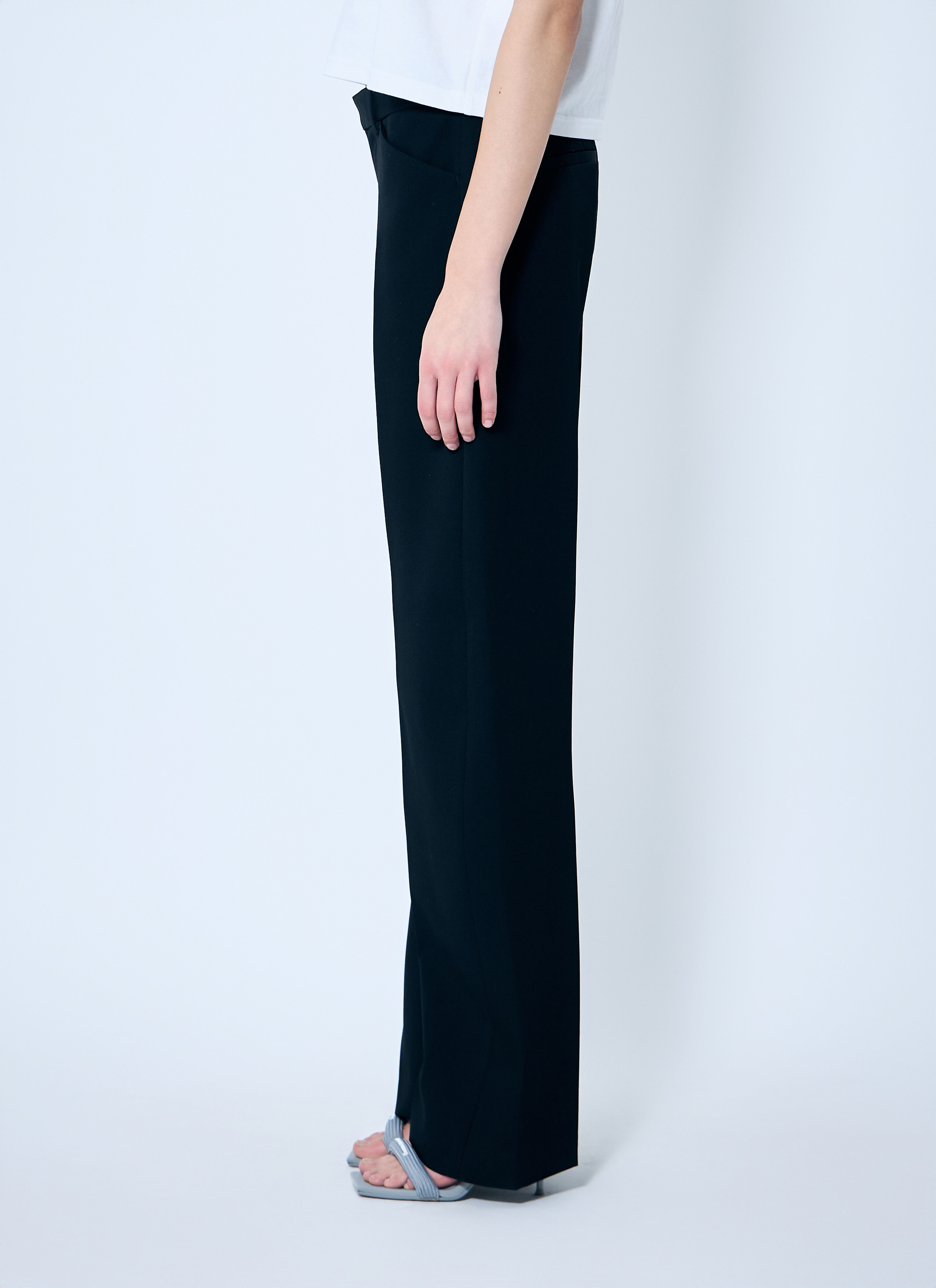 Bowed Leg Mid Rise Pants - 3