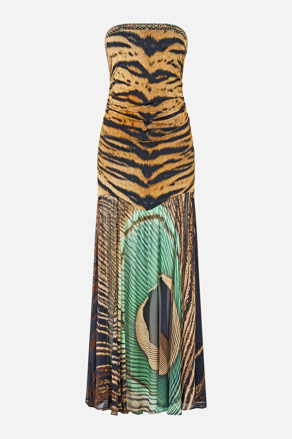 STRAPLESS JERSEY DRESS WITH SILK PANEL A WINK TO THE WILD - 1