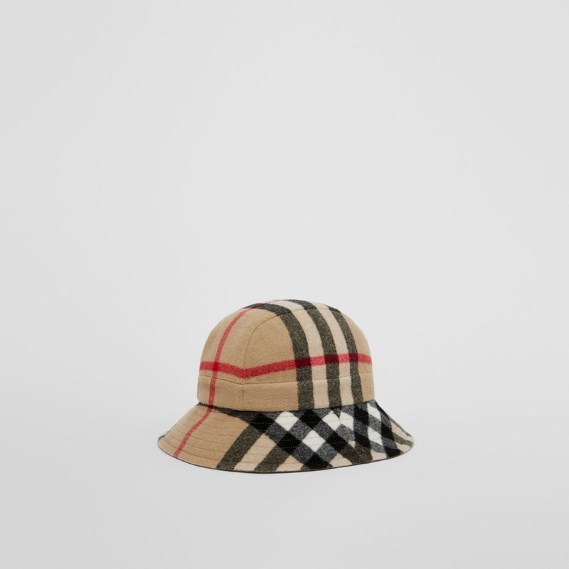 Exaggerated Check Wool Bucket Hat 6