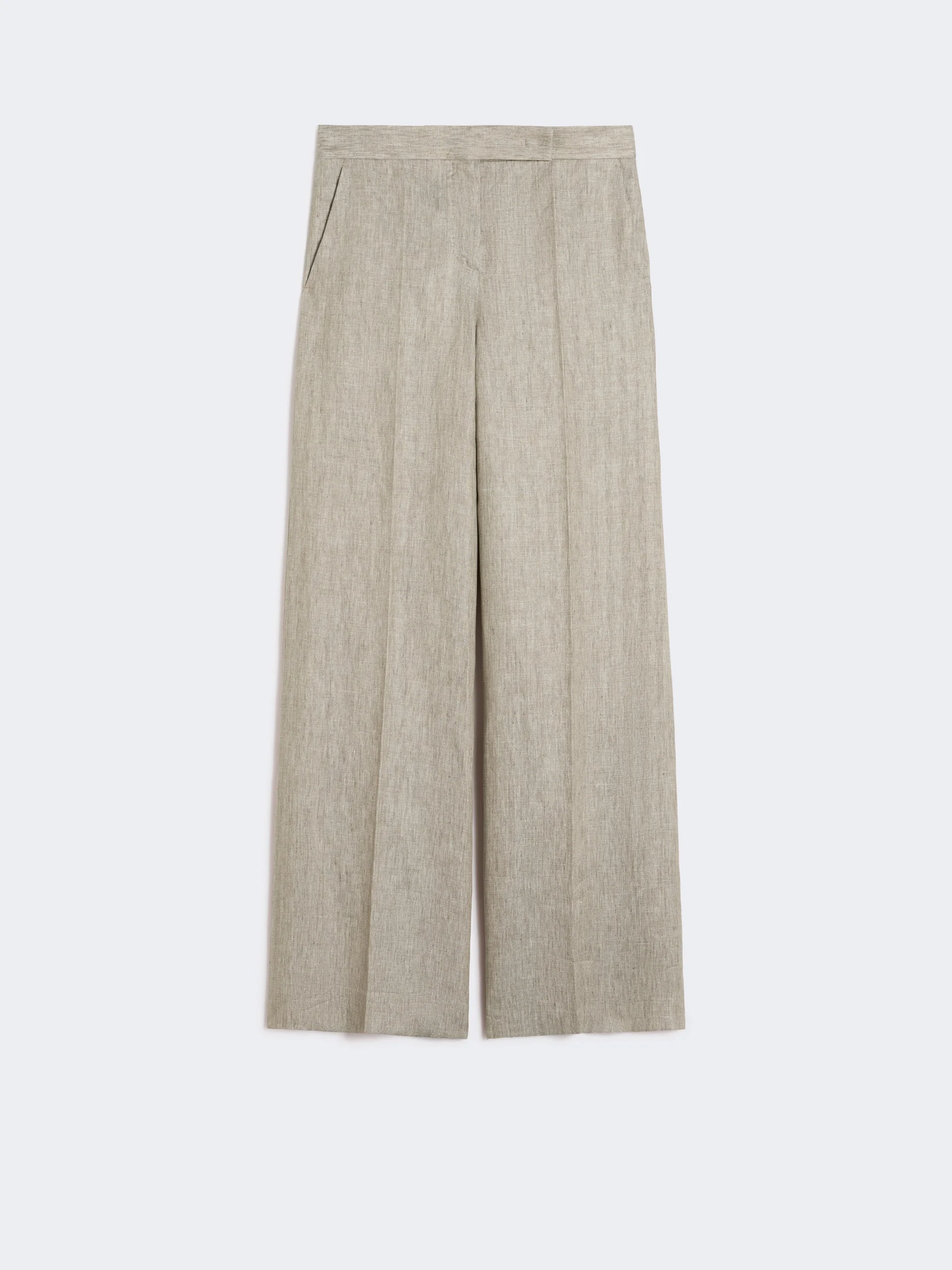 Herringbone linen twill trousers - BEIGE - 1