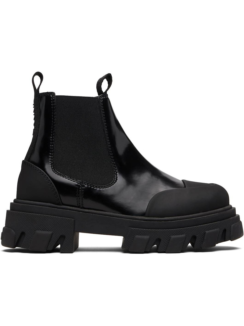 Black Cleated Low Chelsea Boots 1