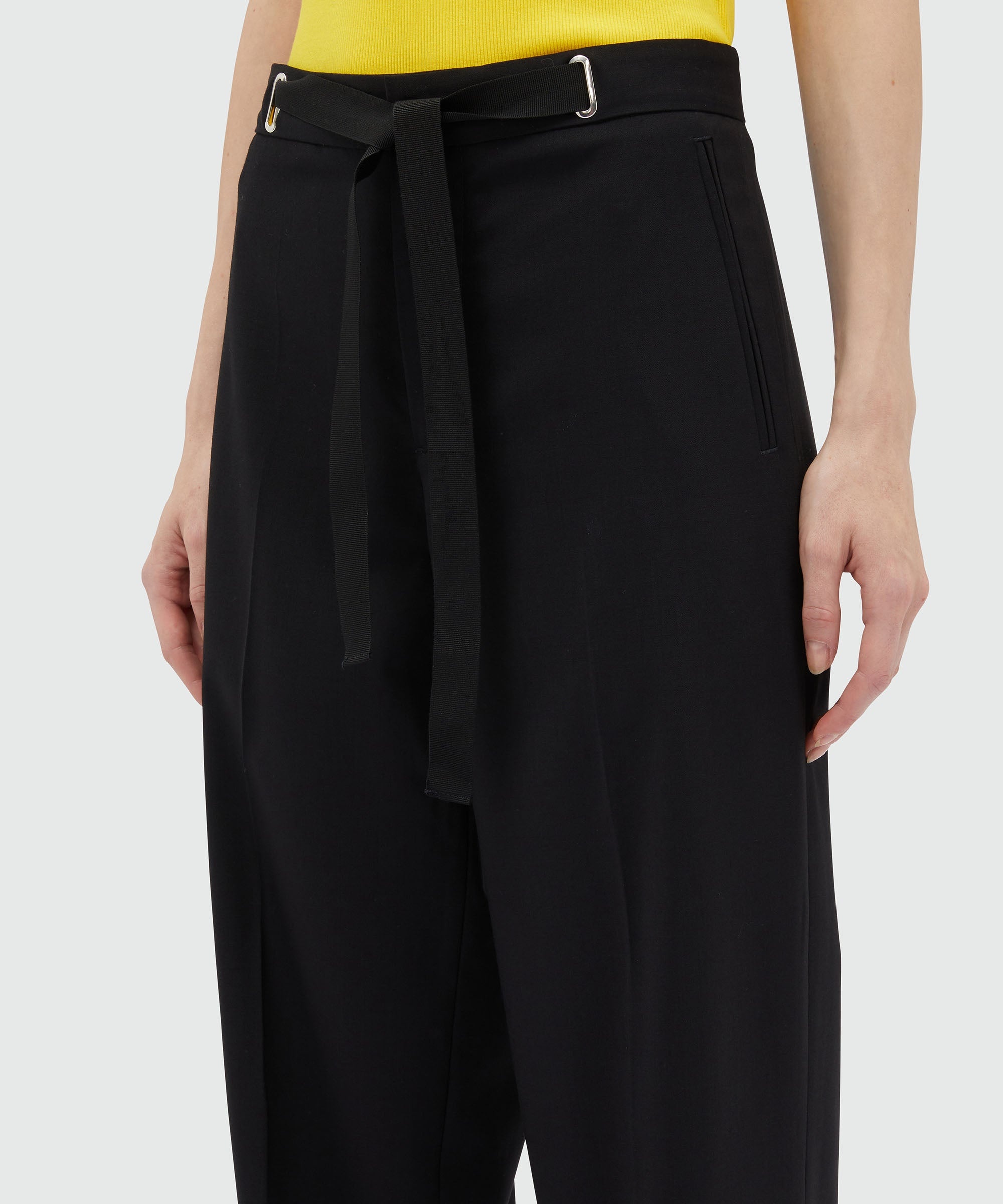 Black wool trousers with drawstring waist - 5