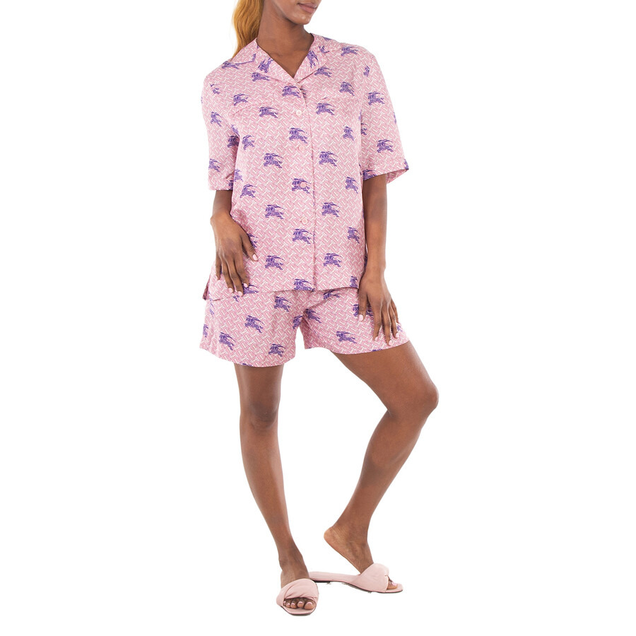 Burberry Tabi Equestrian Knight TB Monogram Print Silk Pyjama Shirt - 6