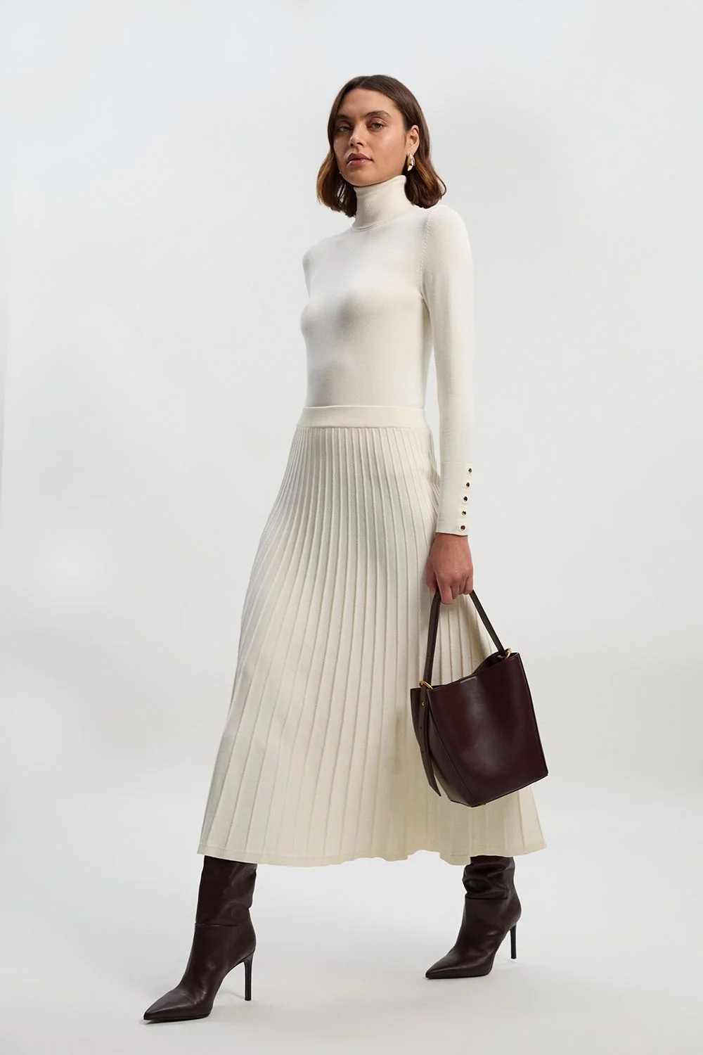 Viscose Blend Roll Neck Knit Jumper - 1