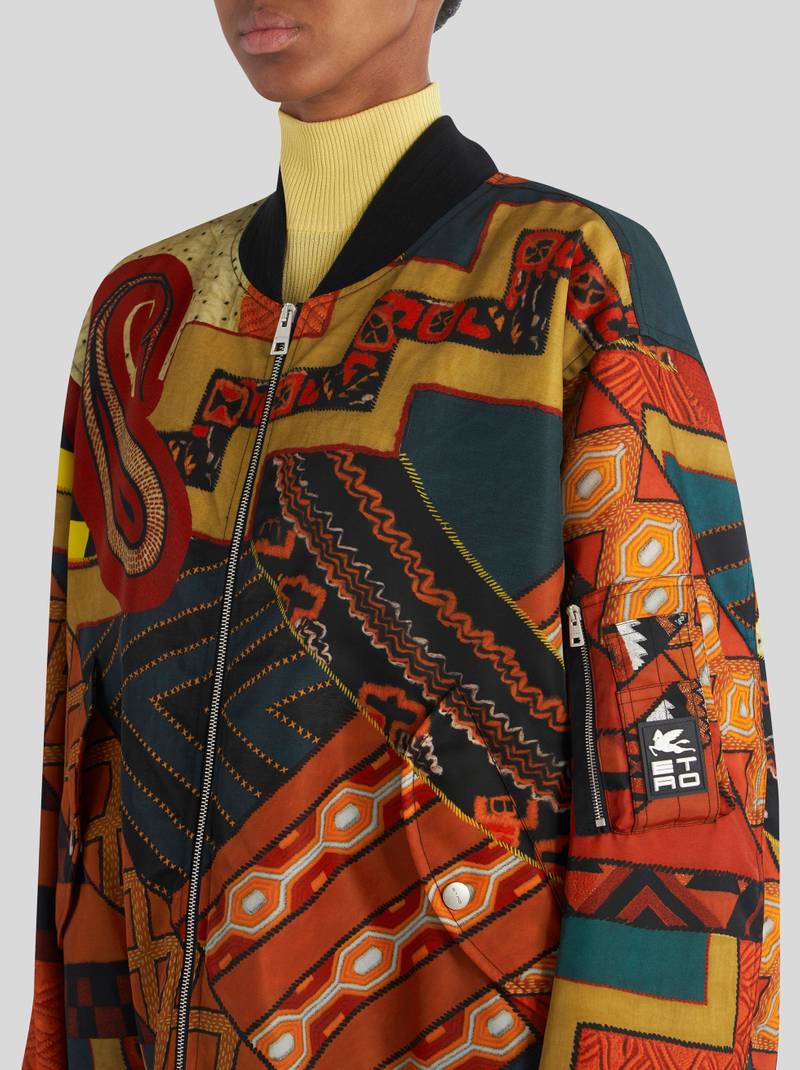 PATCHWORK BOMBER WITH GEOMETRICC PATTERNS 4