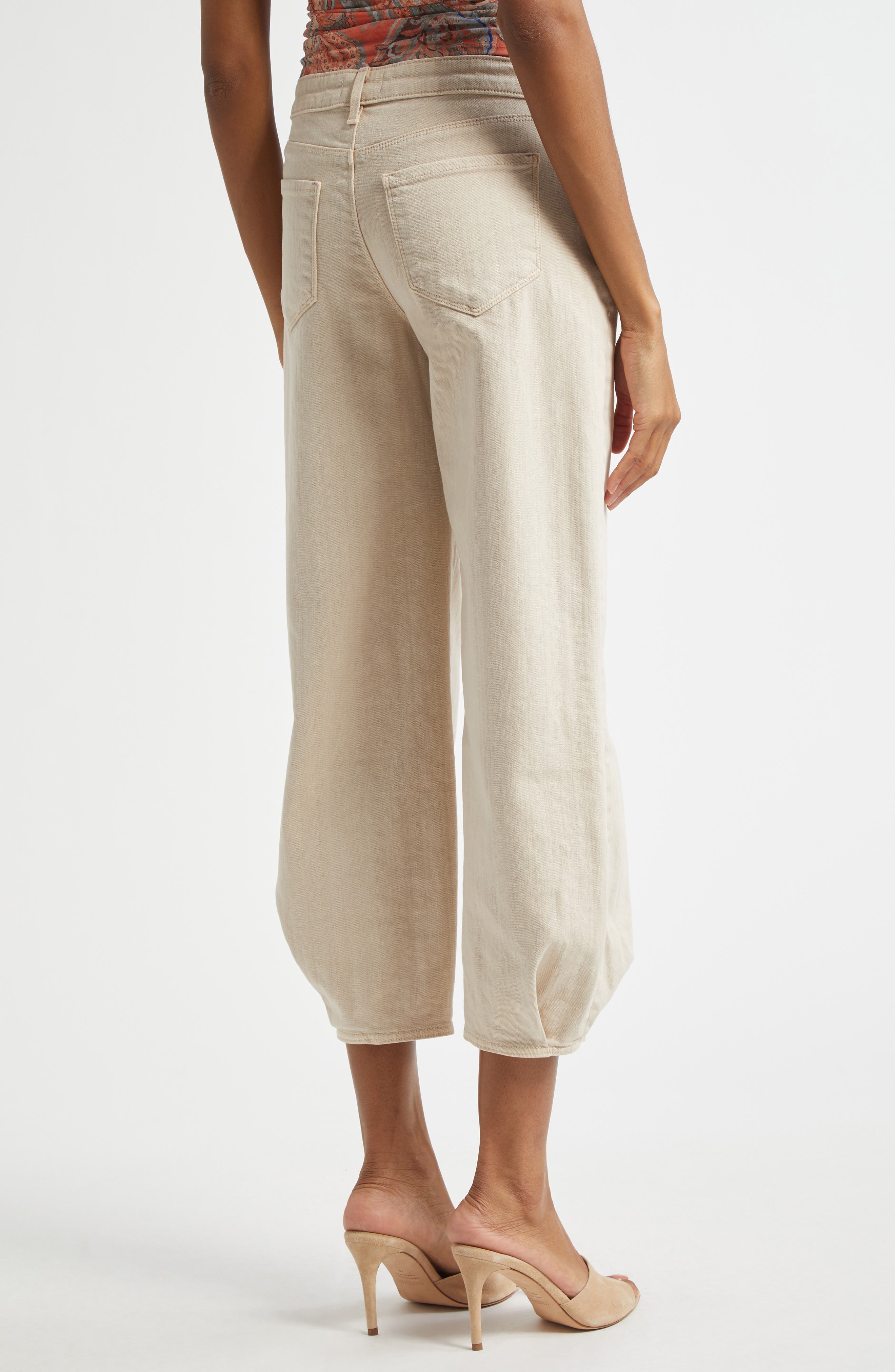 L'AGENCE Krista High Waist Crop Taper Leg Jeans in Biscuit at Nordstrom - 3