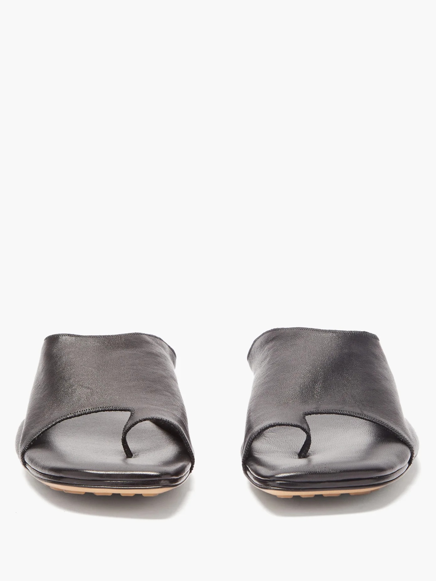 Toe-loop leather slides - 5