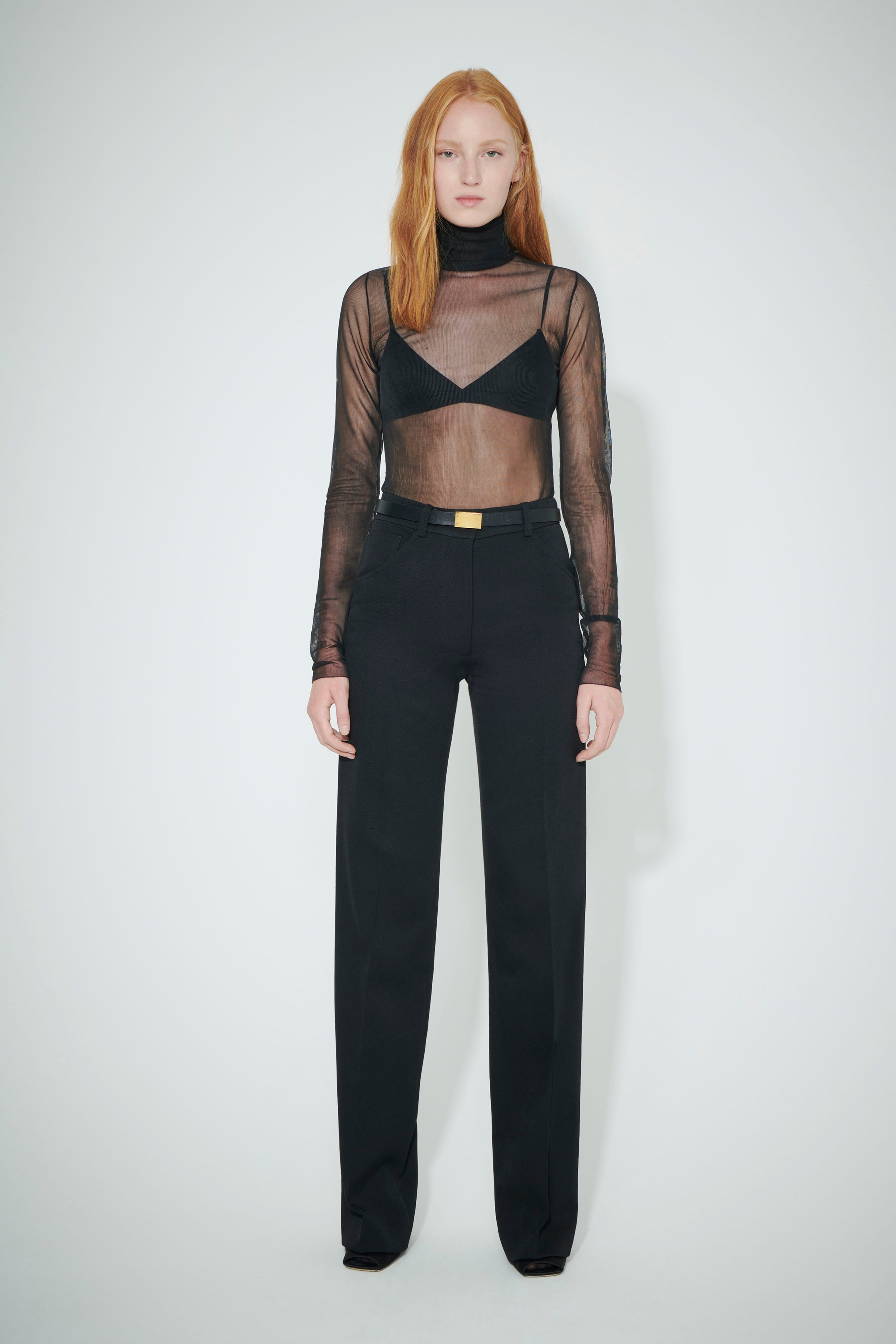 Polo Neck Top in Black - 2