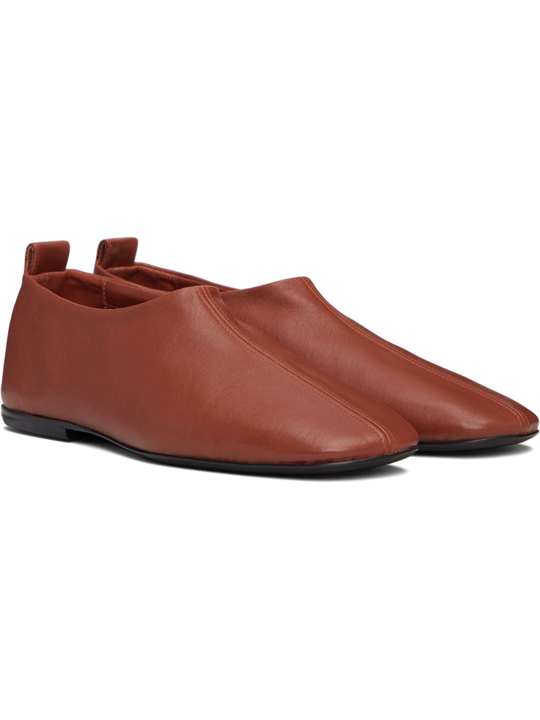 Brown Square Toe Loafers - 4