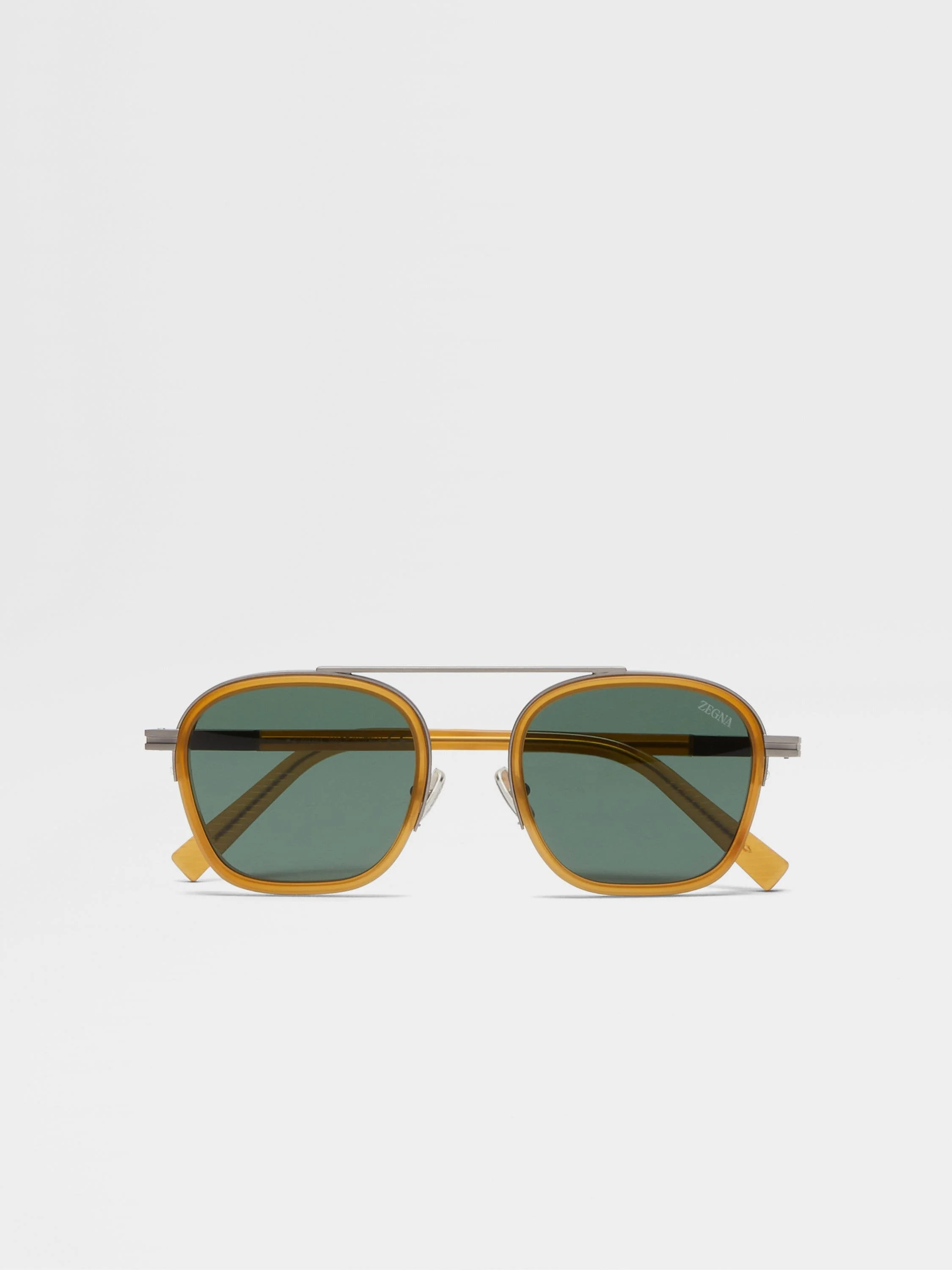 DARK YELLOW ORIZZONTE I ACETATE AND METAL SUNGLASSES - 1