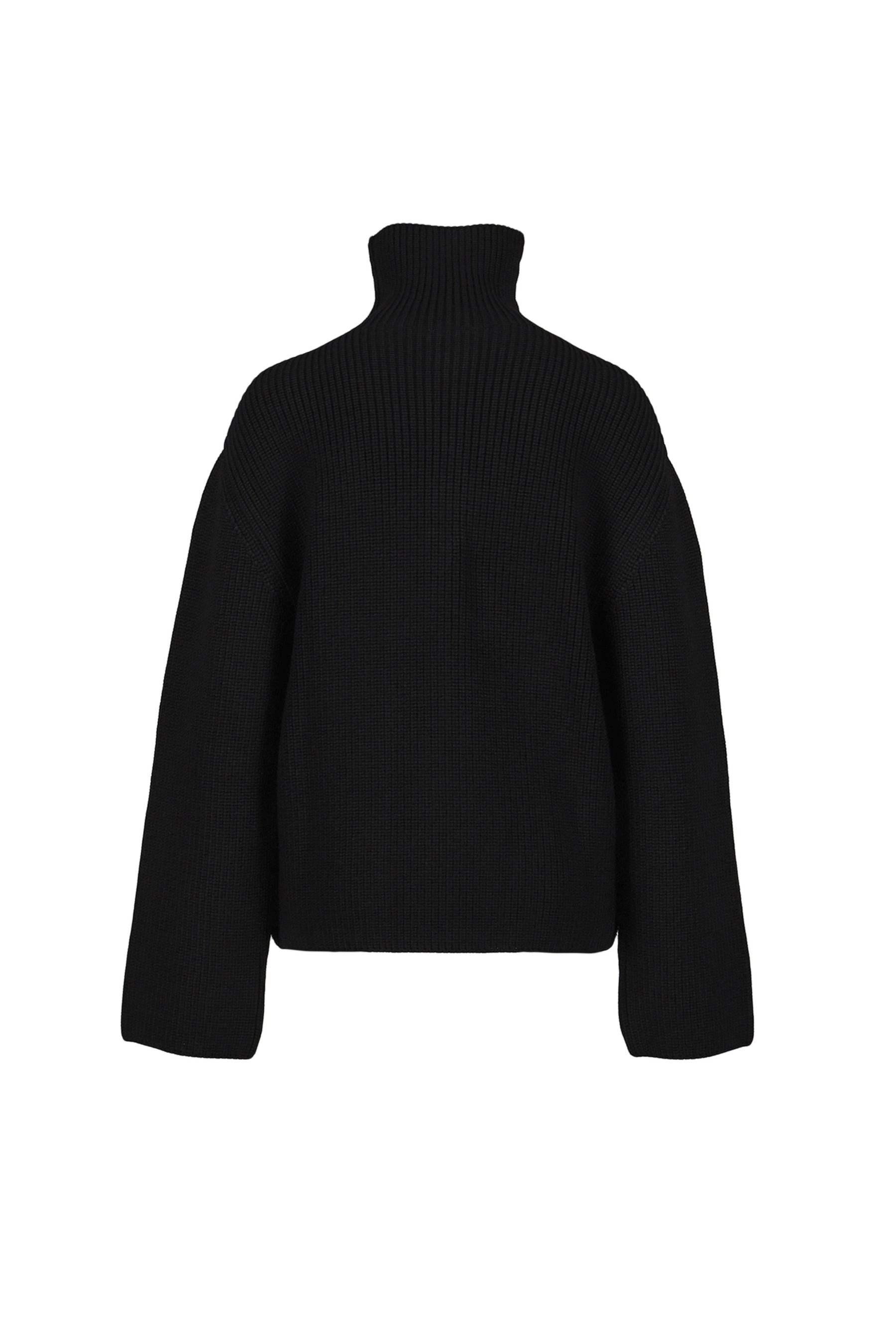 RIBBED WOOL TRUCKER SWEATER / BLK - 7