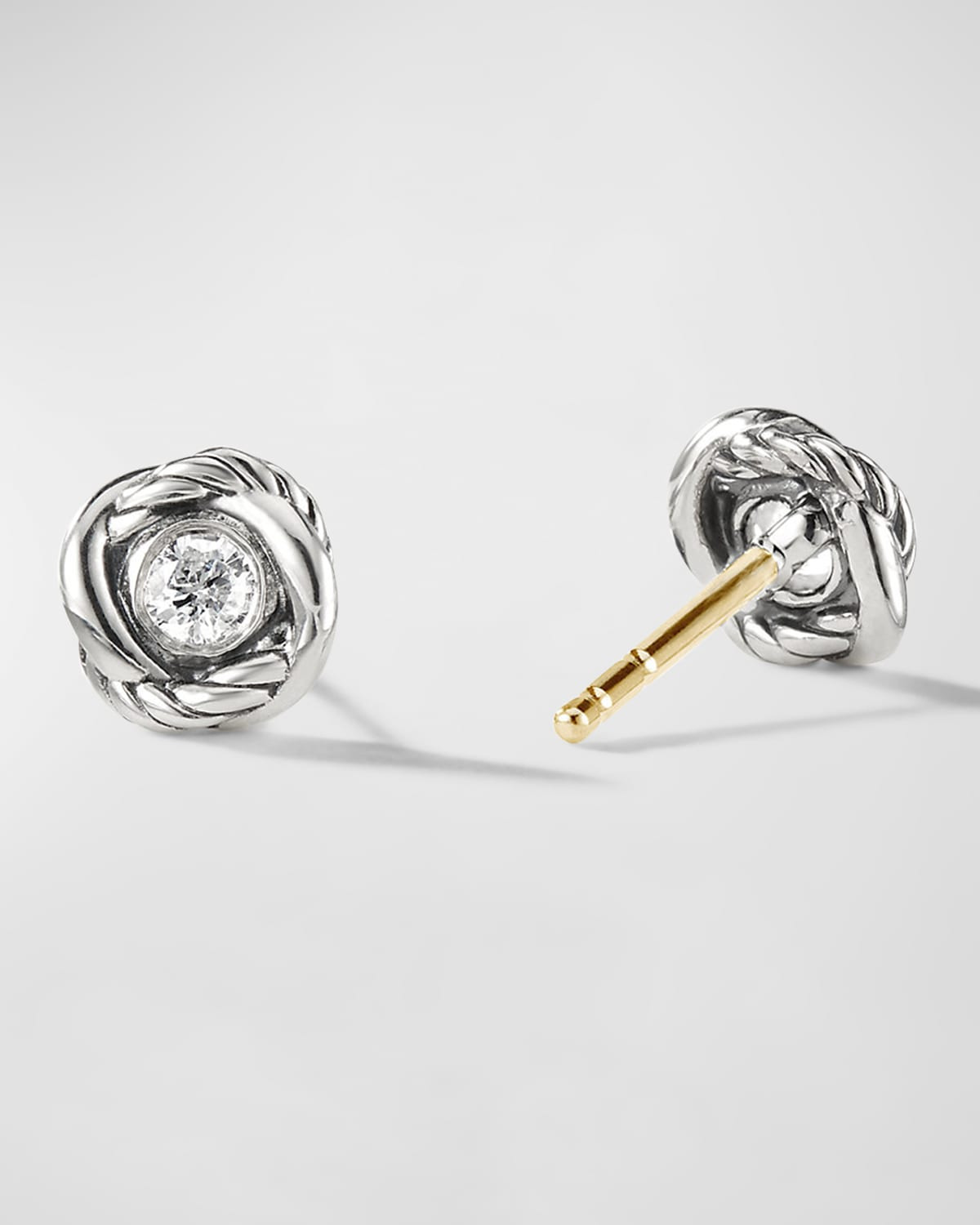Infinity Earrings with Diamonds and Silver, 7mm - 3