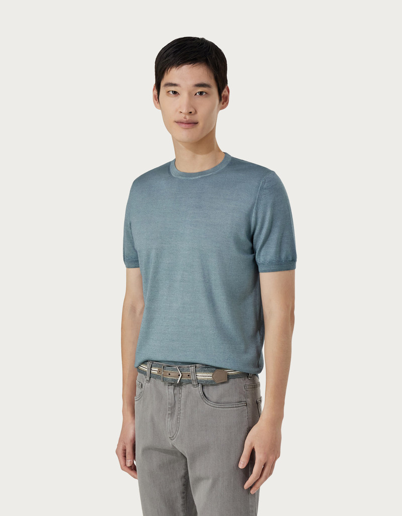 Canali CANALI NUVOLA GREEN T-SHIRT IN WOOL AND SILK outlook