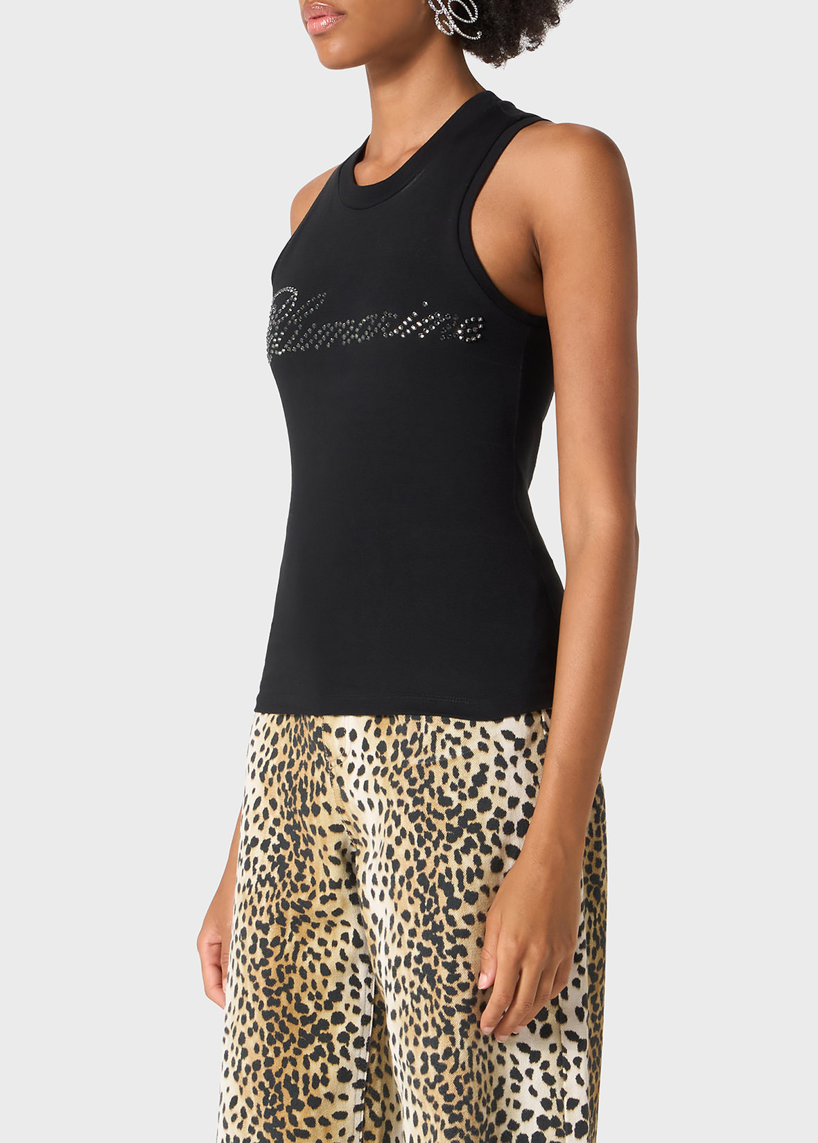 JERSEY TANK TOP WITH BLUMARINE RHINESTONE EMBROIDERY - 5