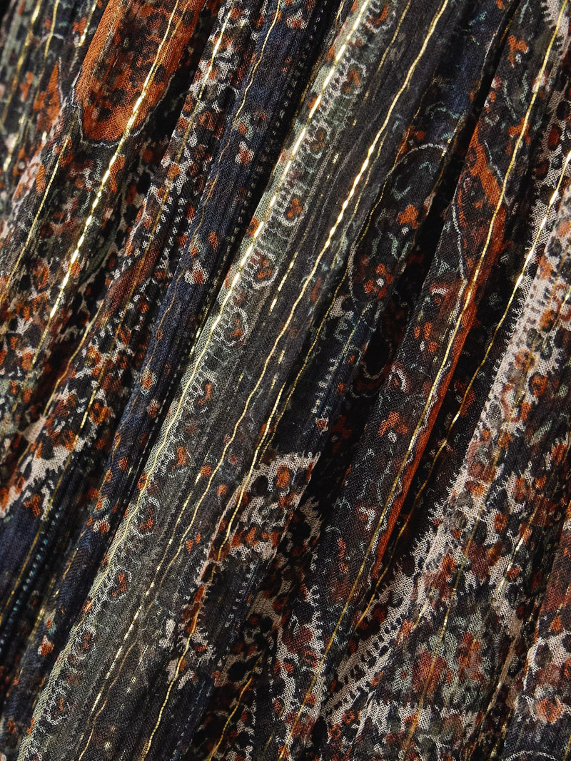 Smocked 금속 paisley-print 실크 blend chiffon maxi 드레스 멀티 5
