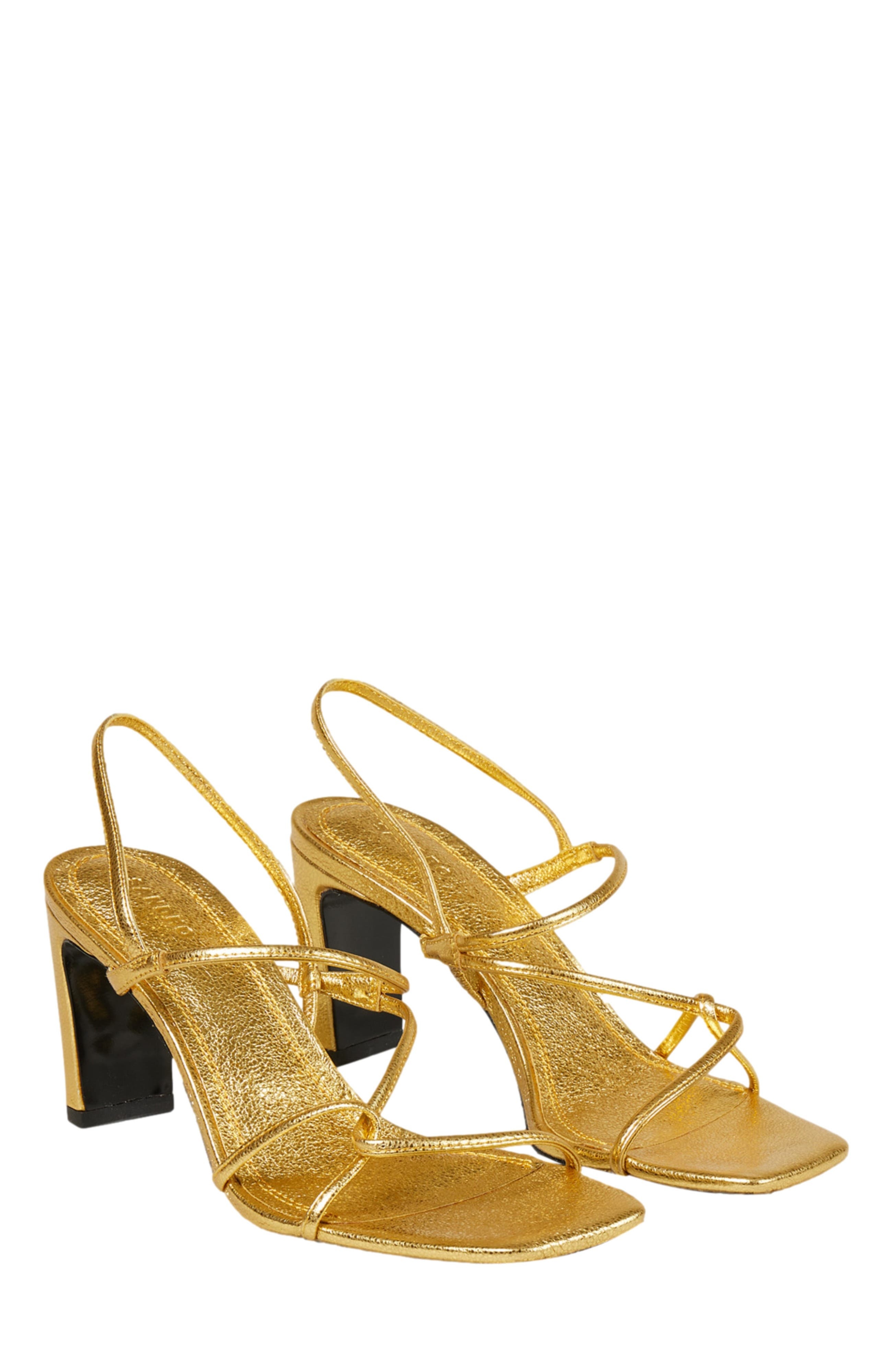 SANDRO Embossed leather sandals in Gold at Nordstrom - 2